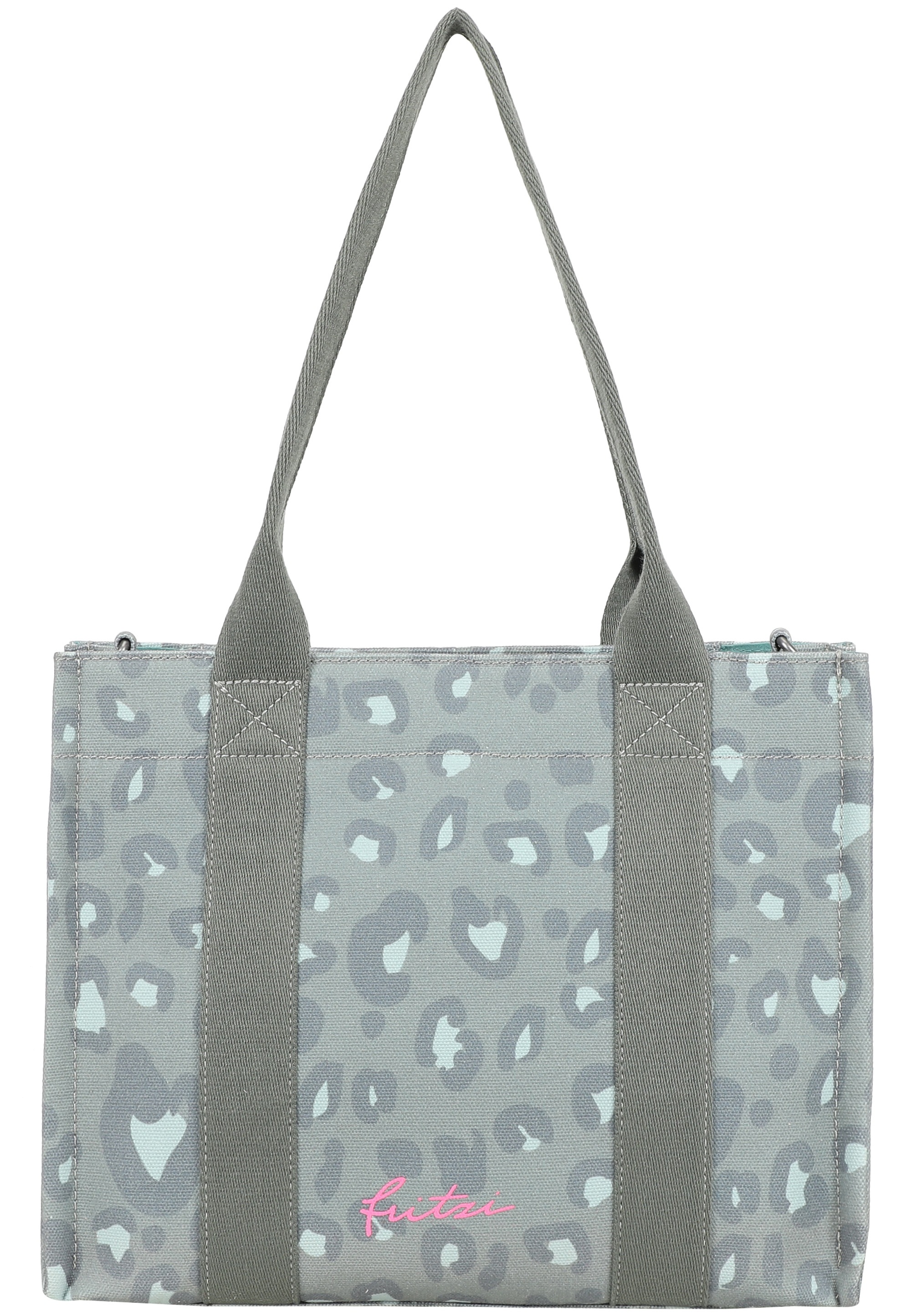 Damen Henkeltasche "Tote Shopper Medium Leo", FRITZI AUS PREUSSEN, grau, Kunstfaser, Taschen, mit tollem Leo-Print