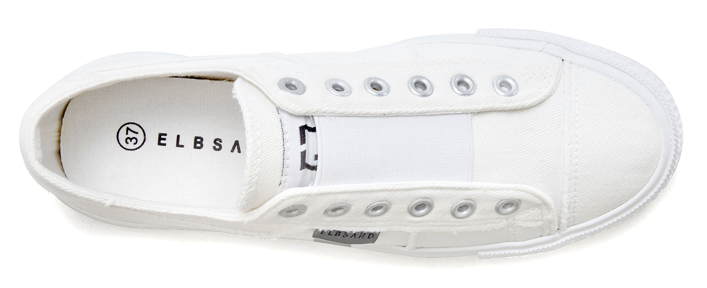 Sneaker ELBSAND "Halbschuh, Slipper, Freizeitschuh, Stoffschuhe, Textilschuhe", Damen, Gr. 37, weiß, Obermaterial: 100% Textilmaterial. Decksohle: 100% Textilmaterial. Futter: 100% Textilmaterial. Laufsohle: 100% Synthetik, unifarben, Schuhe Sneaker, Slip 2