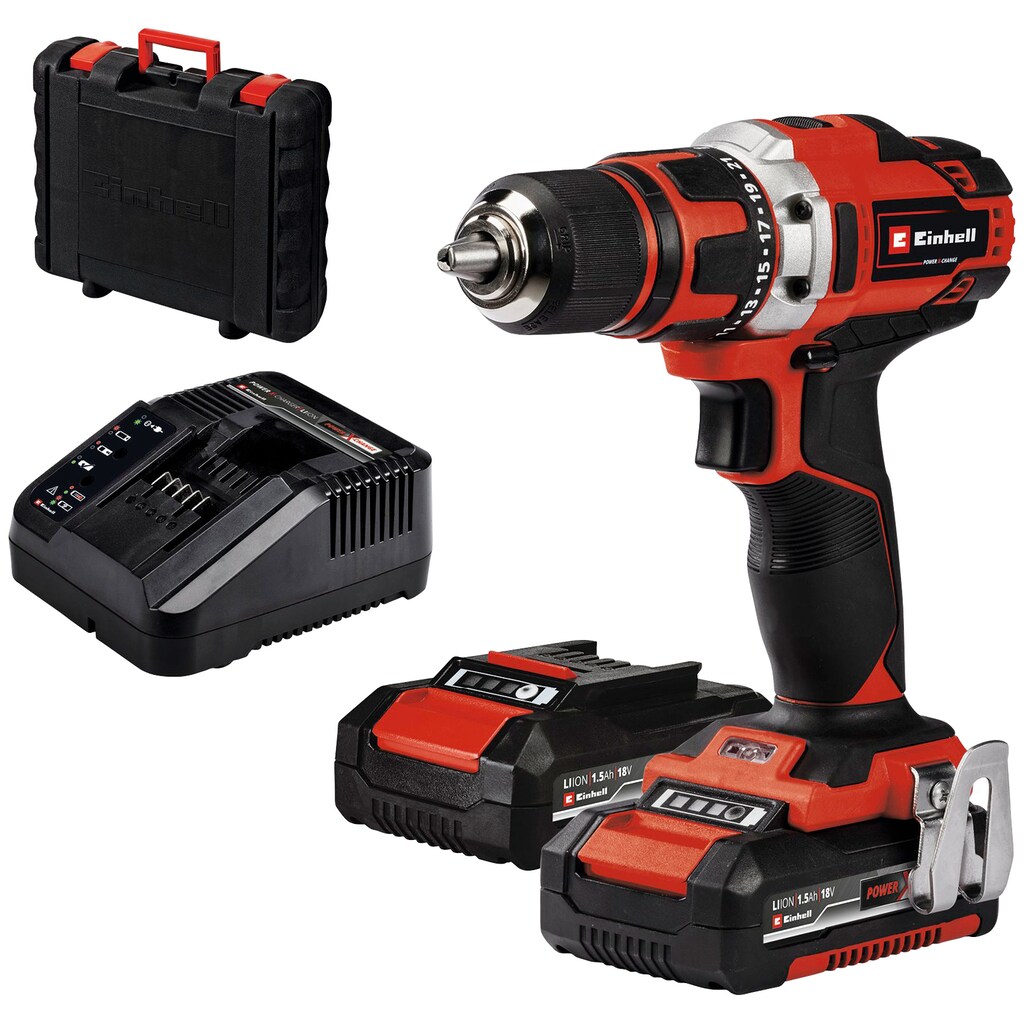 Einhell Akku-Bohrschrauber »TE-CD 18/40-1 Li«, (Set, 4 tlg.), mit 2x 1,5 Ah PXC-Akkus