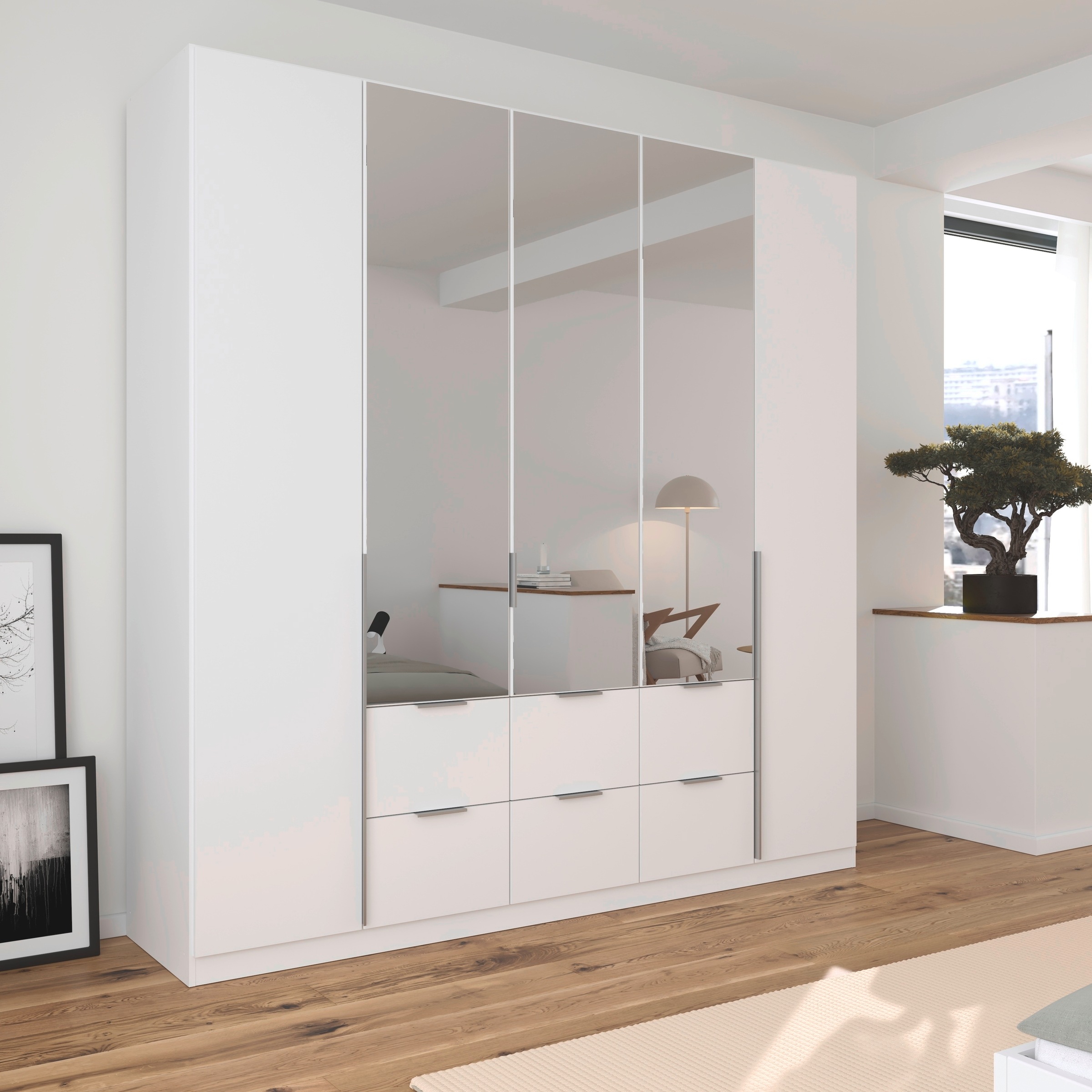 rauch Drehtürenschrank »Kleiderschrank Schrank Garderobe AGORDO mit Dekor- oder Hochglanzfront«, mit Außenschubkästen, in 6 Breiten und 2 Höhen MADE IN GERMANY
