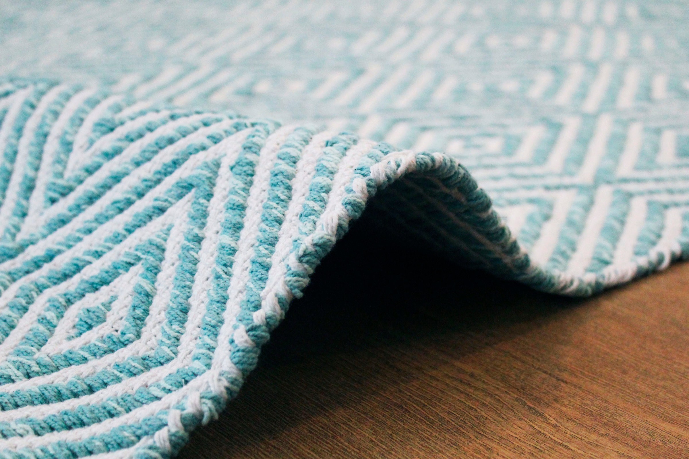 my home Teppich »Tiara«, rechteckig, 7 mm Höhe, mit Rauten-Muster, Teppich aus 100% Baumwolle