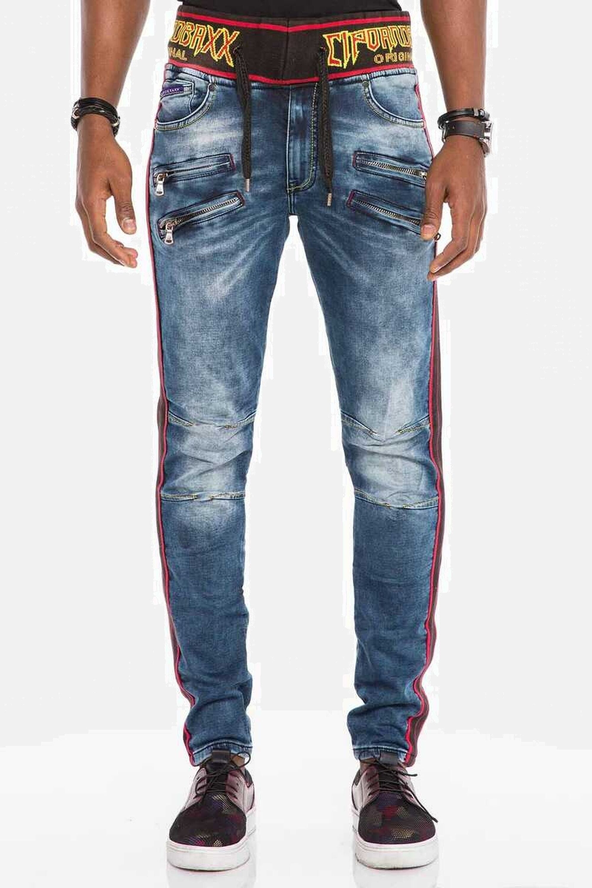 Cipo & Baxx Slim-fit-Jeans "Jeans", mit Kordelbund in Slim Fit, CD-504