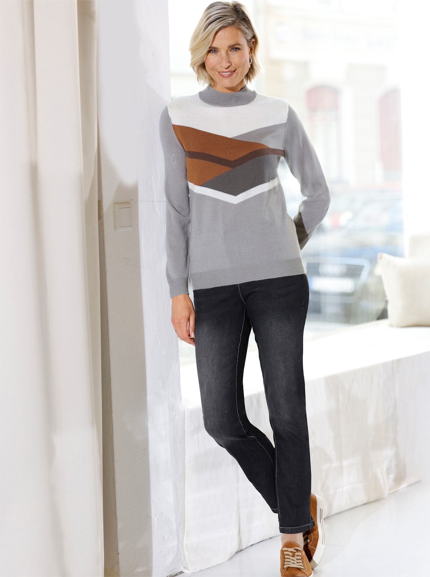Classic Basics Stehkragenpullover "Langarm-Pullover"