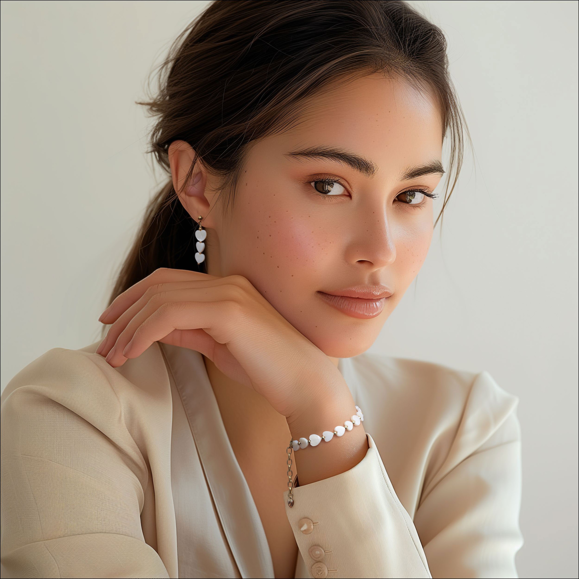 Firetti Armband »Schmuck Geschenk Edelstahl Armschmuck Herzkettengliederung Liebe«, mit Perlmutt