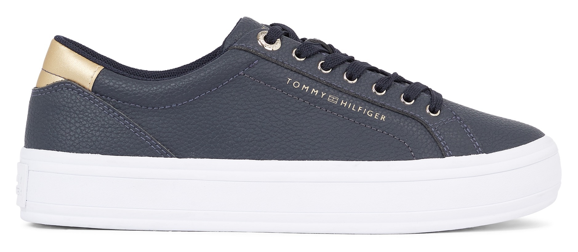 Tommy Hilfiger Plateausneaker »ESSENTIAL VULC LEATHER SNEAKER«, mit gepolstertem Schaftrand, Freizeitschuh, Halbschuh, Schnürschuh