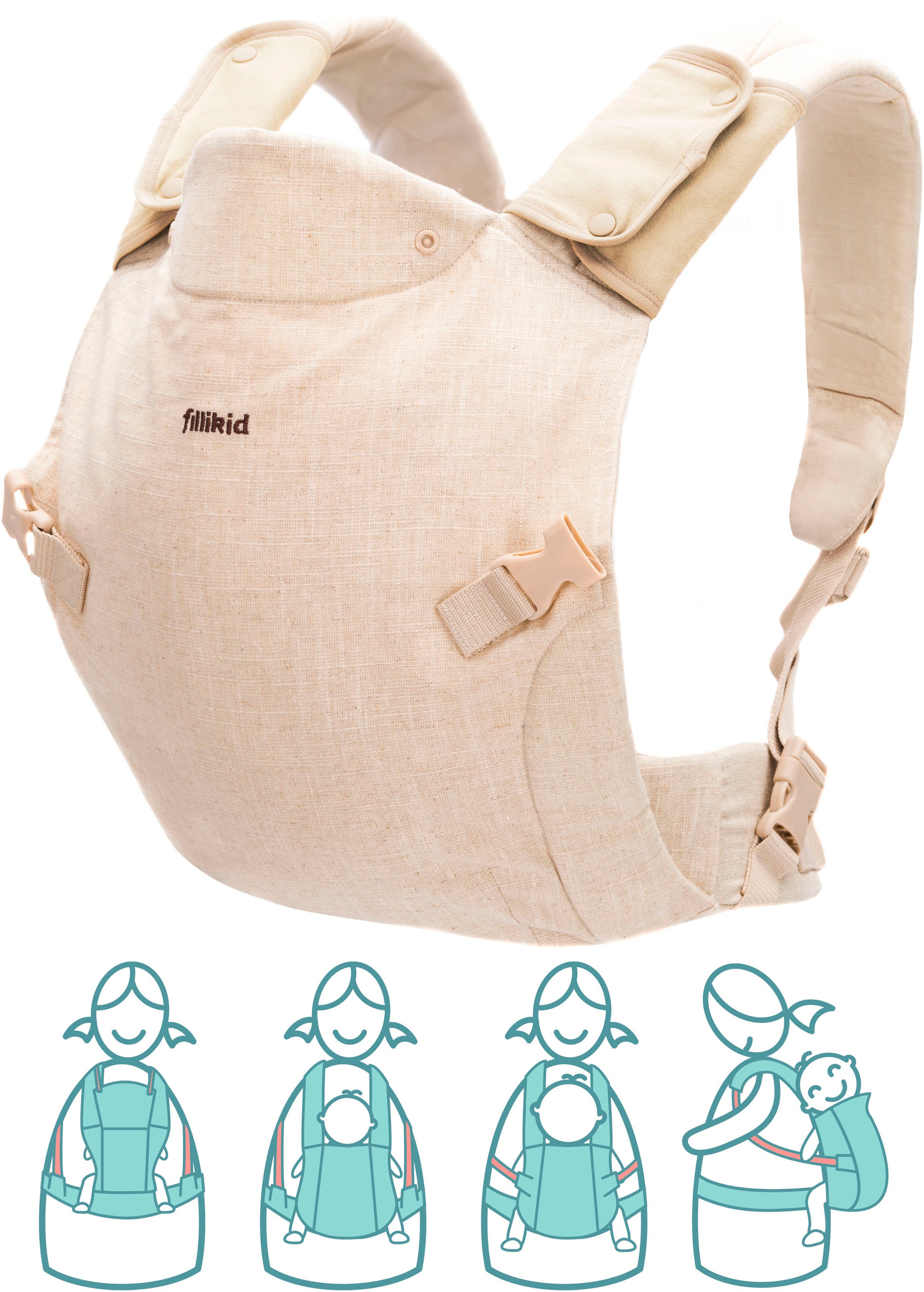 Fillikid Bauchtrage "MC04" bis 20 kg mit abnehmbaren Baumwoll-Spucktücher günstig online kaufen