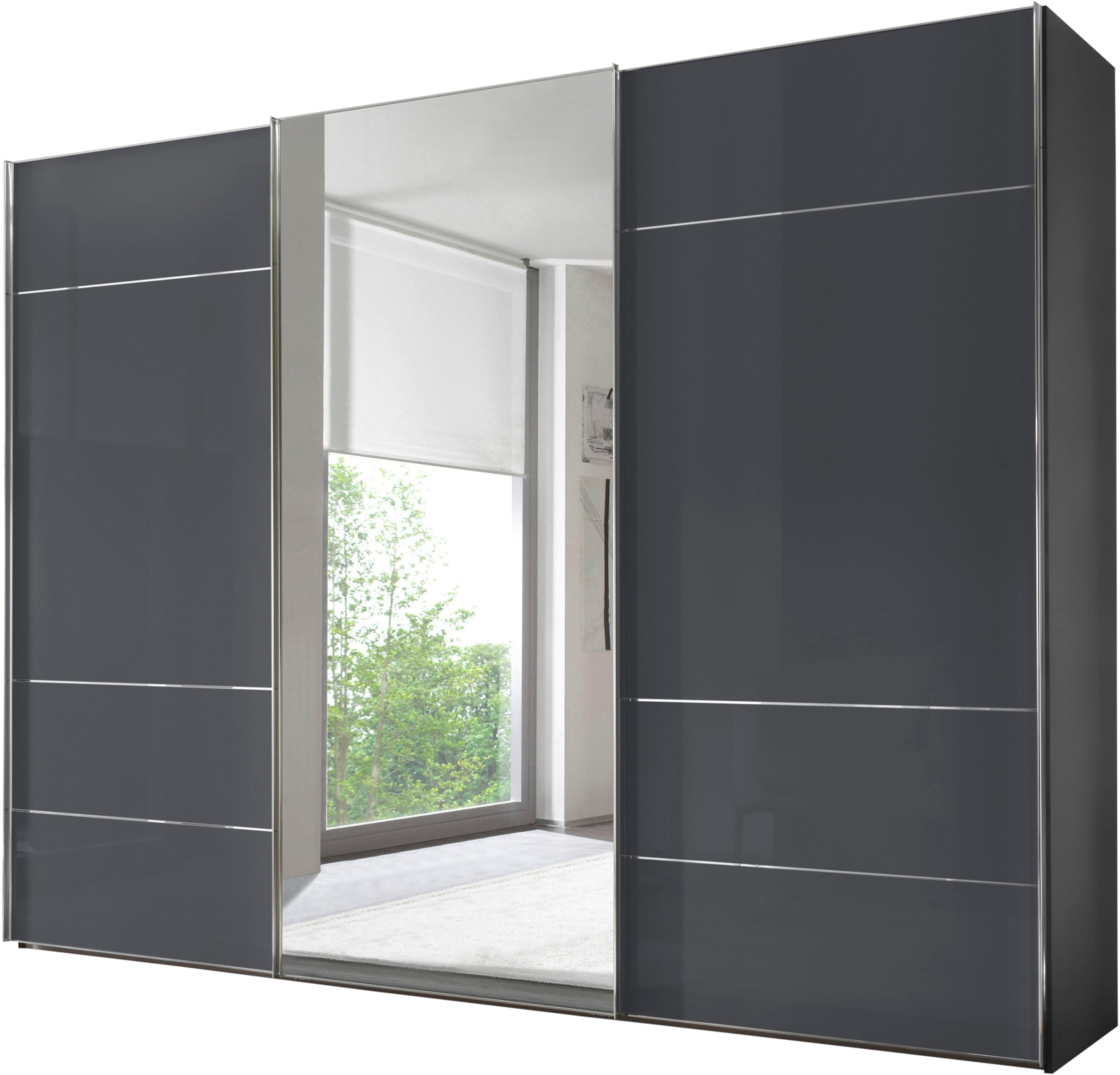 STAUD Schwebetürenschrank "Sonate Lucca mit Spiegel, Made in Germany" Mit vier verschiedenen Ausstattungsvarianten