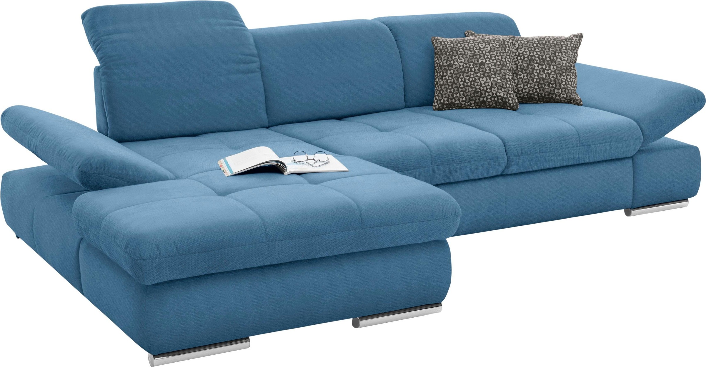 set one by Musterring Ecksofa »SO4100 V«, mit verstellbaren Kopfteilen, wahlweise mit Funktionen, Cord-Bezug