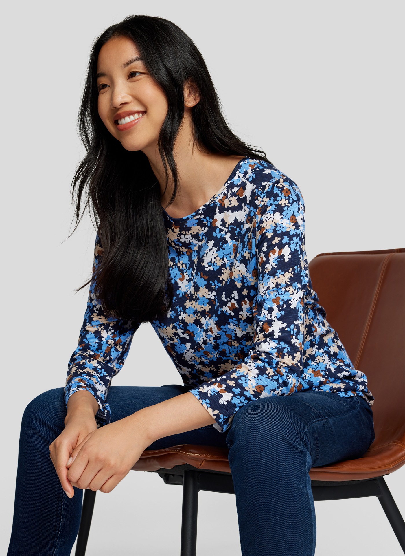 Rabe Print-Shirt »Rabe Blumiges 3/4-Arm-Shirt in Blau und Beige«