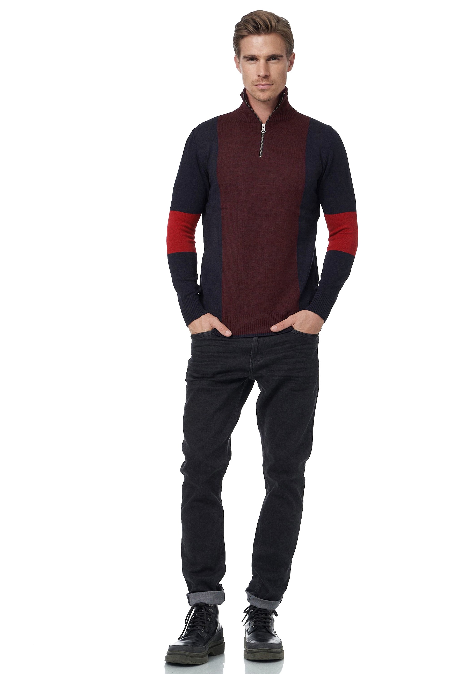 Rusty Neal Strickpullover, mit bequemen Half-Zip