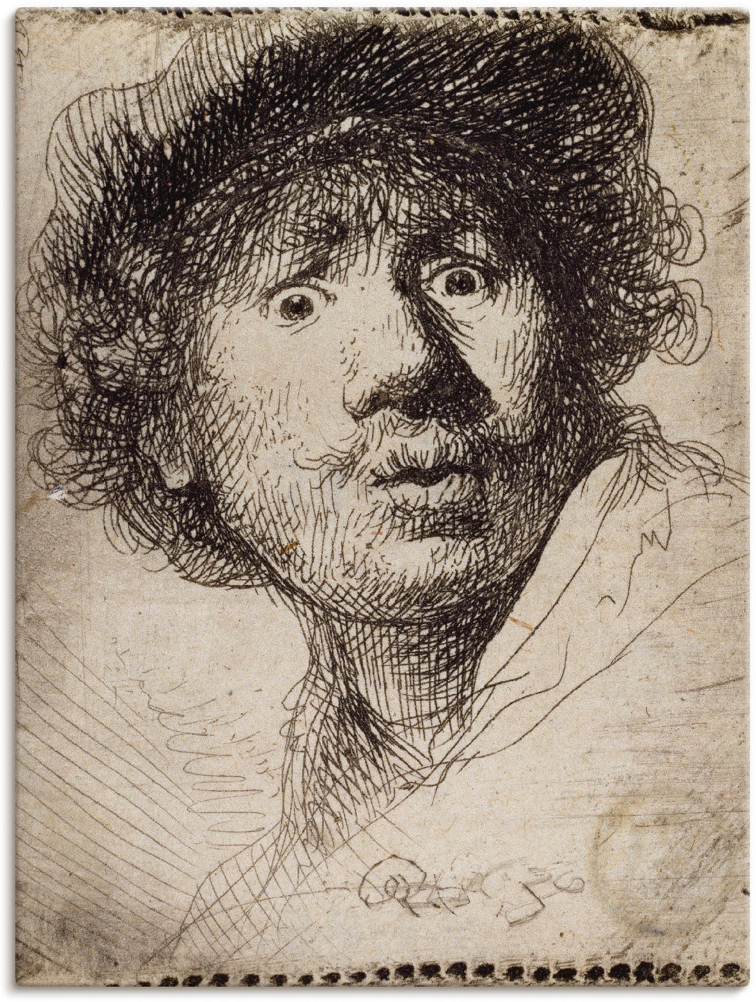 Artland Leinwandbild "Selbstbildnis mit aufgerissenen Augen", Porträts, (1 St.), auf Keilrahmen gespannt