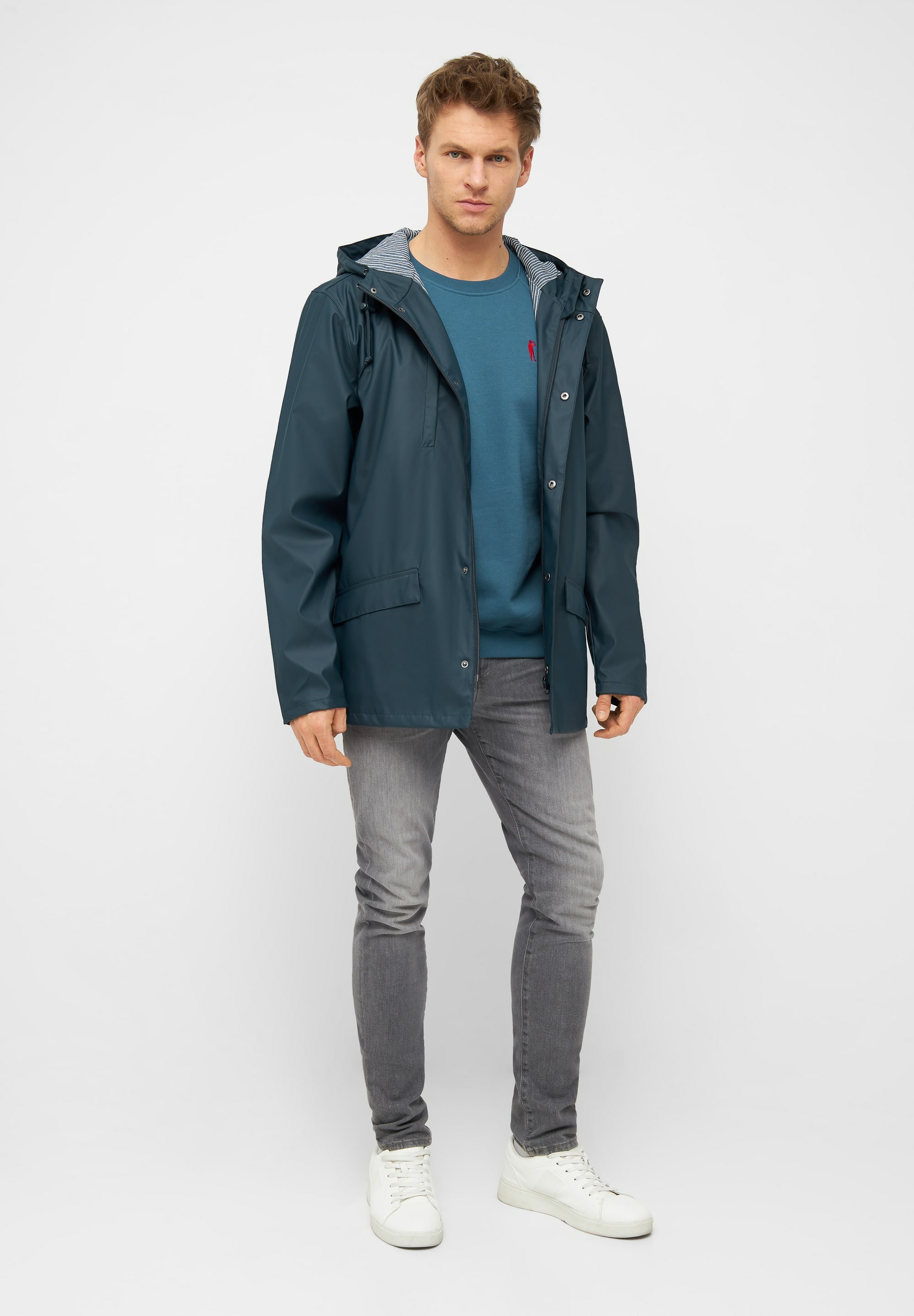 Thumbnail - Derbe Regen- und Matschjacke "Passby" mit Kapuze Wasserabweisend, winddicht, gestreiftes Innenfutter