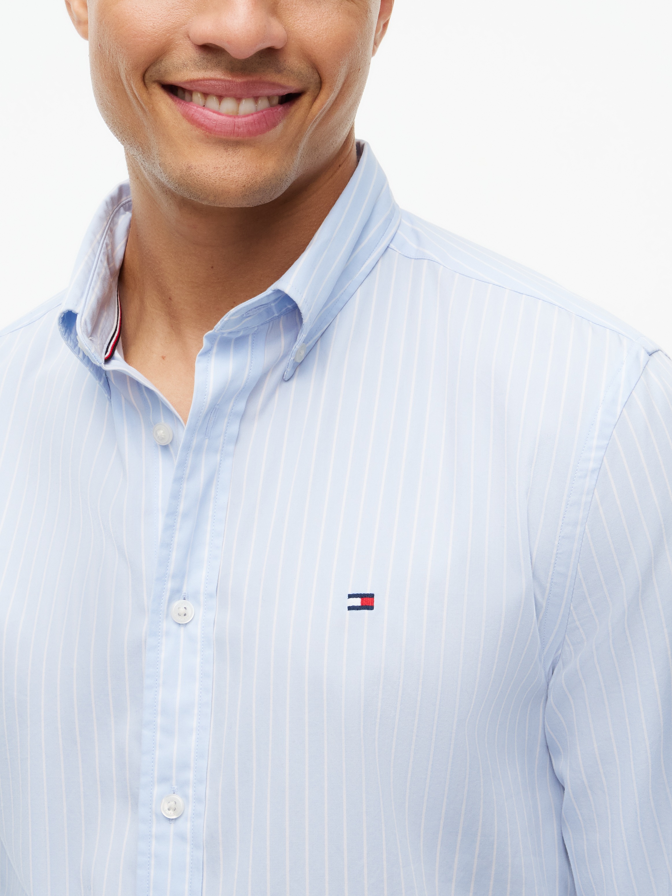 Tommy Hilfiger Langarmhemd »FLEX HAIRLINE POPLIN REGULAR FIT« Button-down-Kragen, gestreift