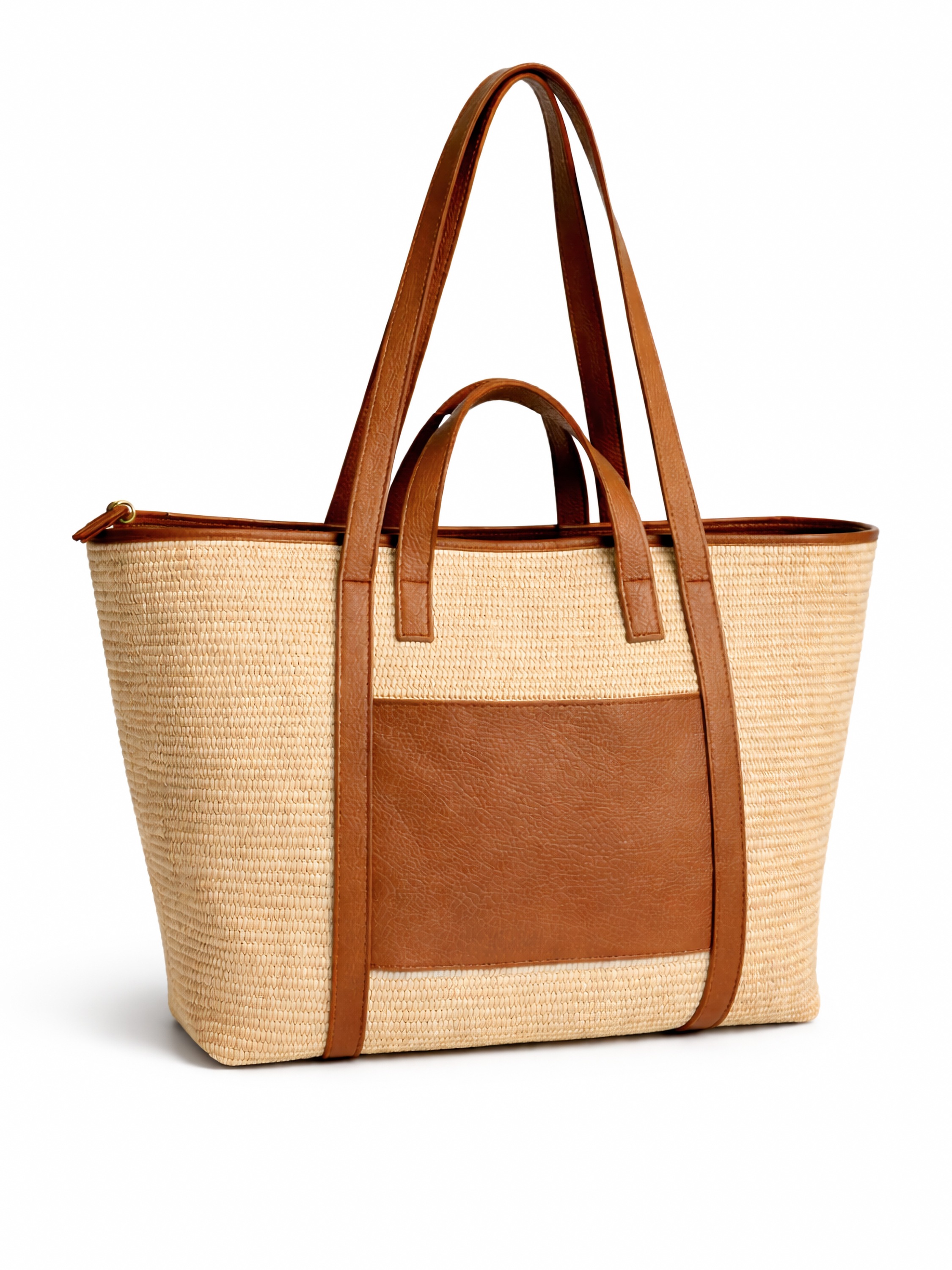 COLLEZIONE ALESSANDRO Schultertasche »Naturals« XL Luxus aus Leder und Raffia