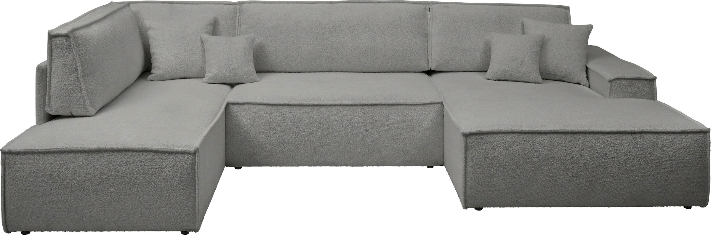 andas Wohnlandschaft »FINNLEY U-Form XXL 329 cm, Schlafsofa, Schlaffunktion m. Bettkasten«, (194/139 cm), Bouclé, Struktur und Cord