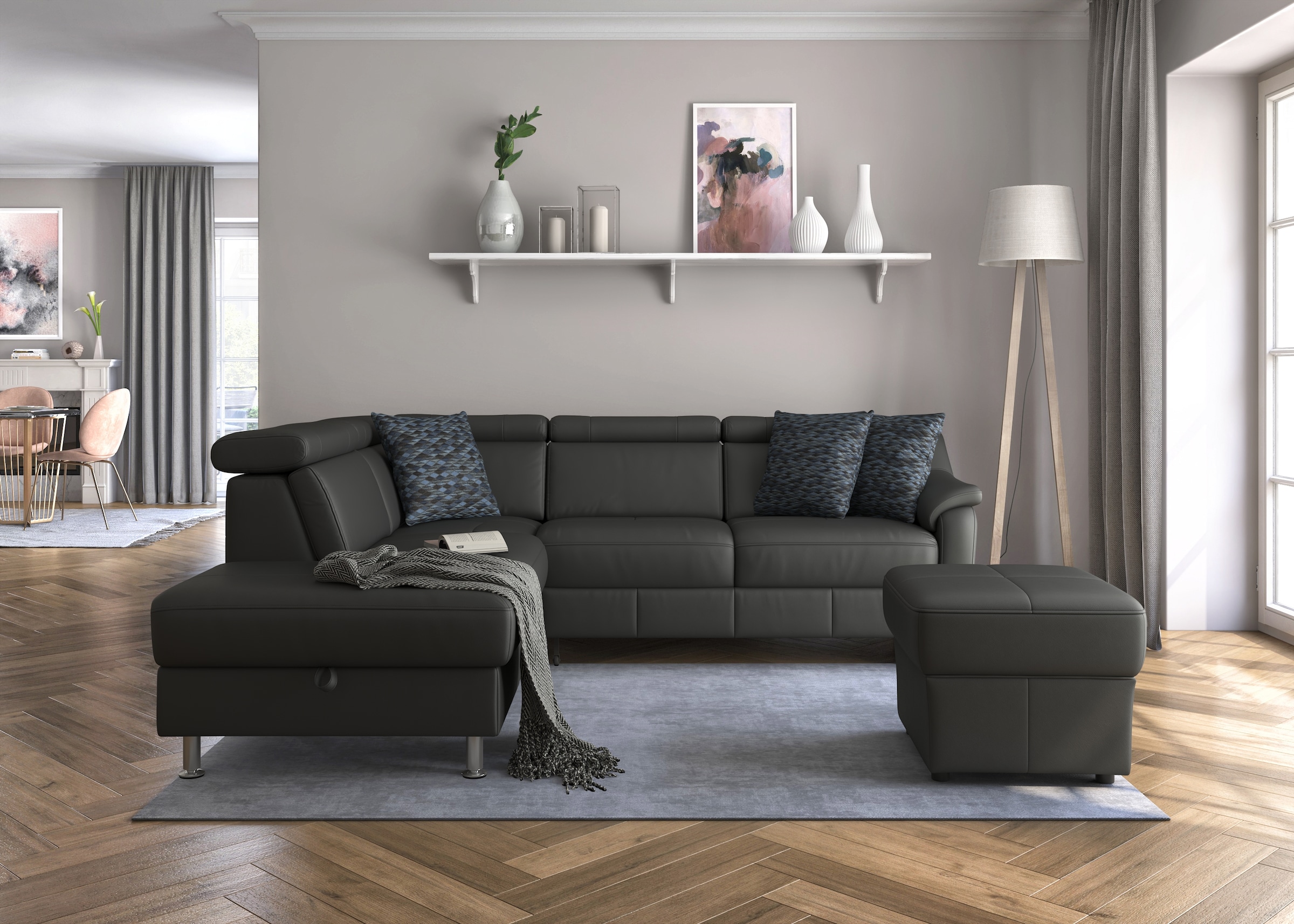 sit&more Ecksofa "Freetown L-Form" inklusive Kopfteilverstellung und komfortablem Federkern