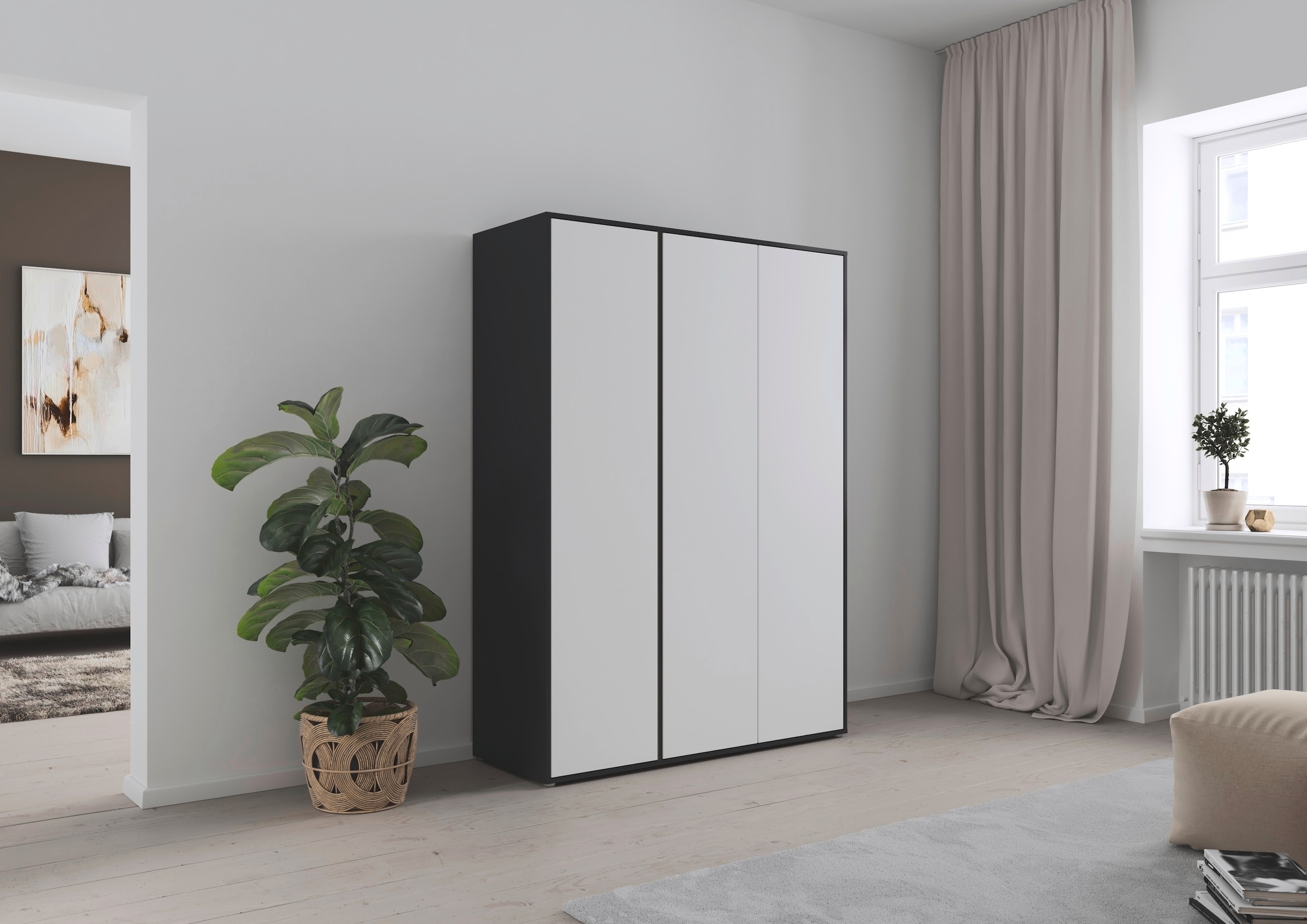 rauch Drehtürenschrank "Kleiderschrank Schrank Garderobe Wäscheschrank NABILA viel Stauraum" in 3 verschiedenen Ausstattungen BASIC/CLASSIC/PREMIUM, in 2 Breiten mit Push-to-Open Funktion TOPSELLER MADE IN GERMANY