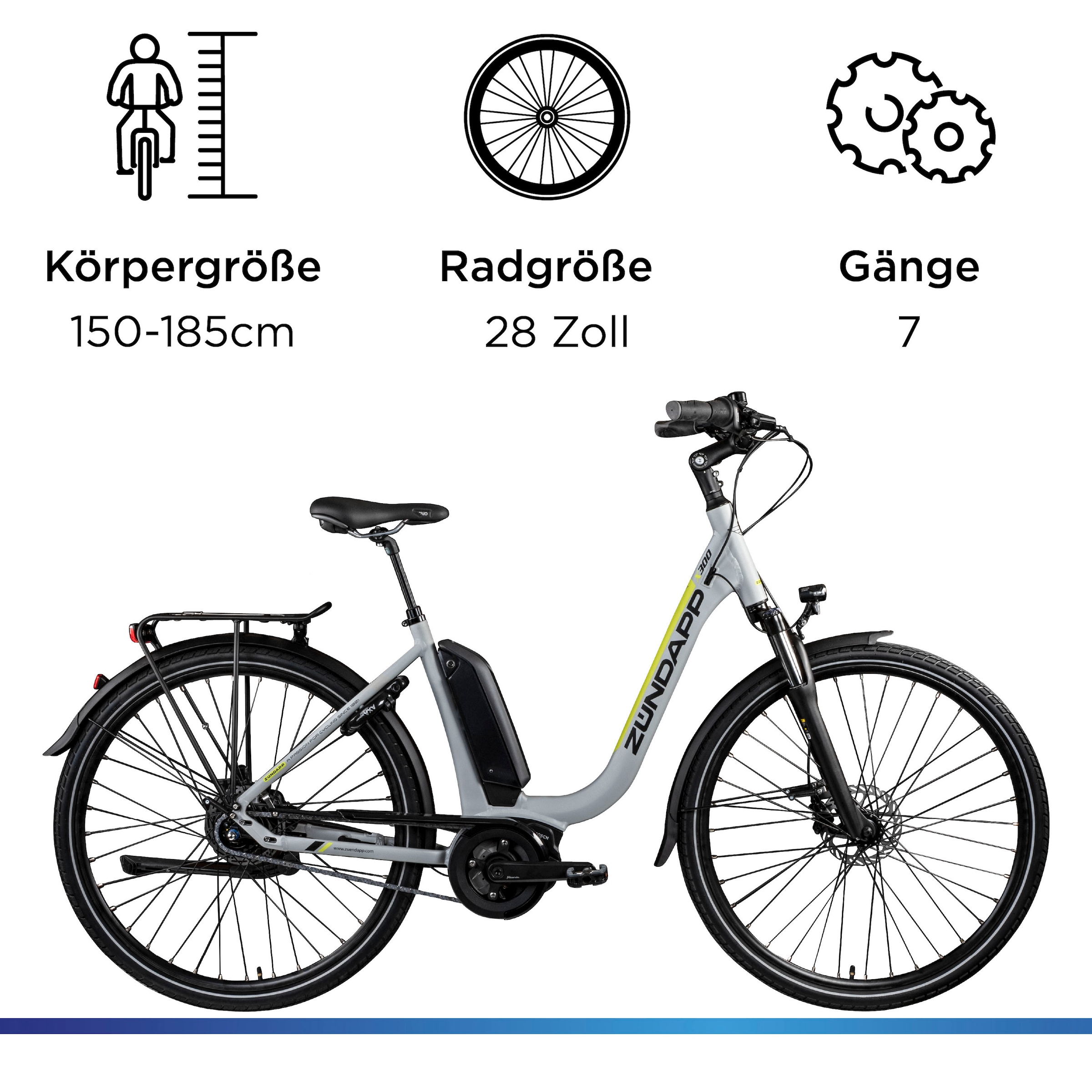 Zündapp »X300« 7 Gang Shimano Nexus Schaltwerk Nabenschaltung Mittelmotor 250 W Pedelec, Elektrofahrrad für Damen u. Herren