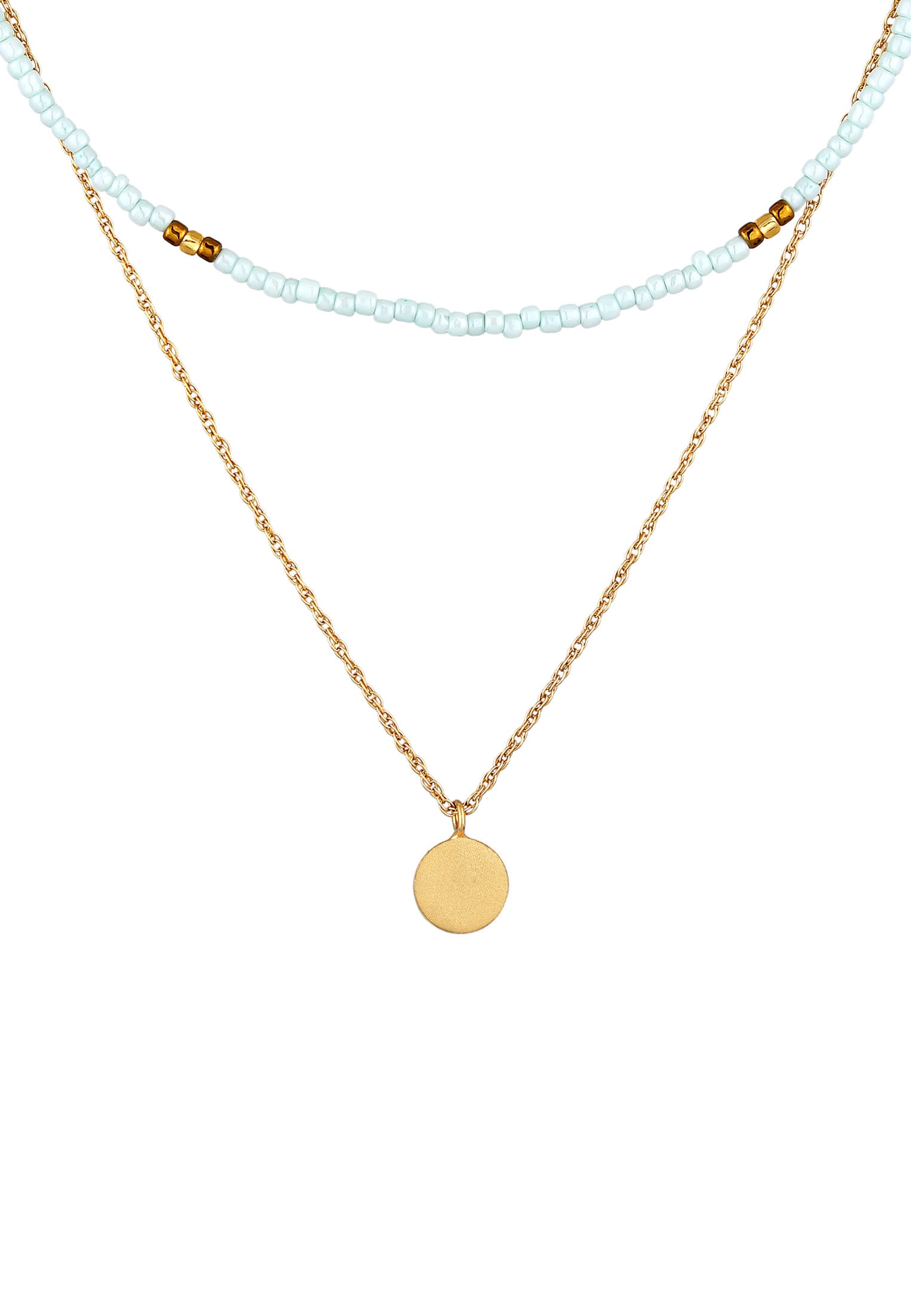 Elli Silberkette »Halskette Choker Layer Beads Pastell Sonne 925 Silber«