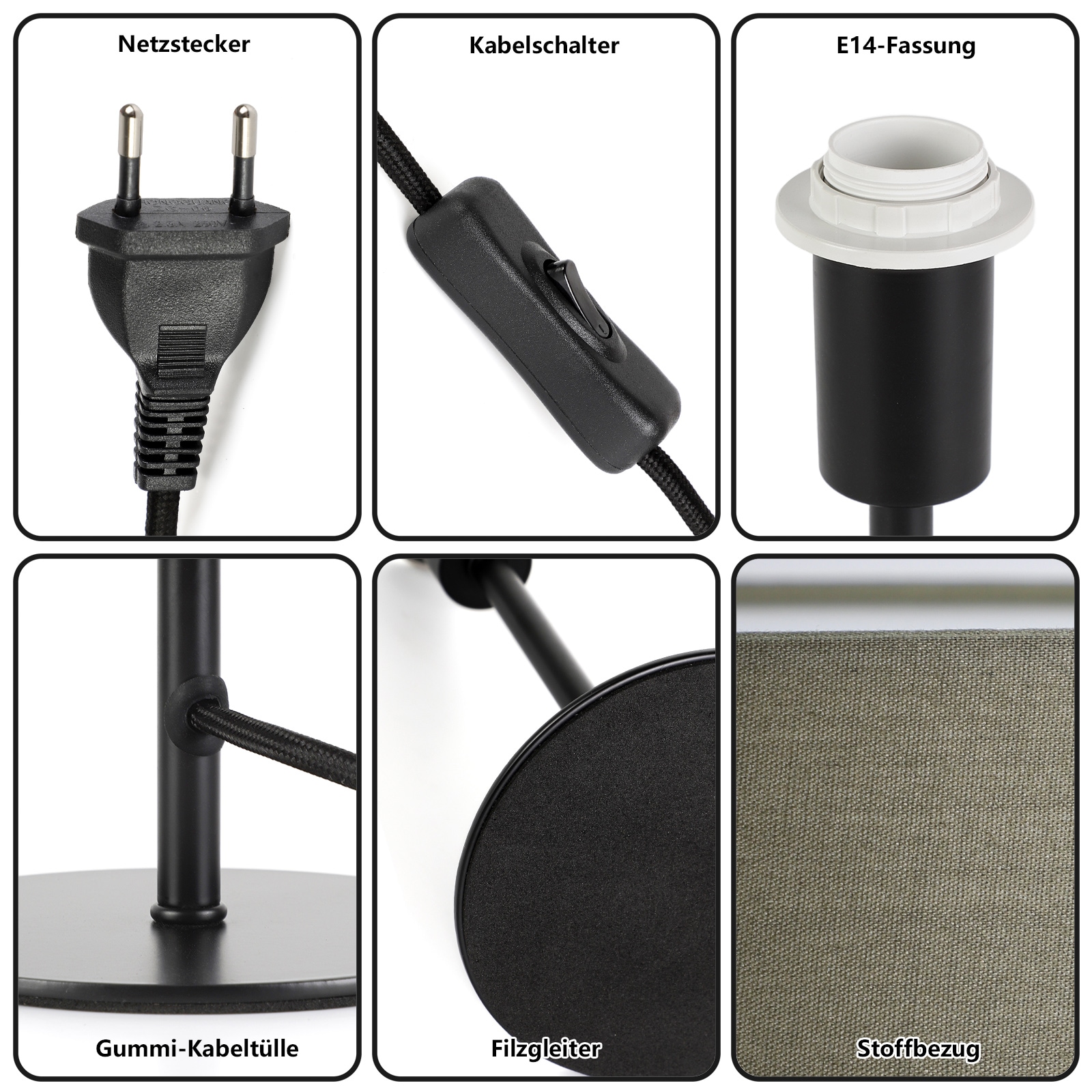 OTTO home Tischleuchte »Avveline - Textilschirm Tischlampe« E14 1 Stk. Tischlampe mit Stoffschirm, Höhe 36 cm, Ø 23 cm, Fassung E14