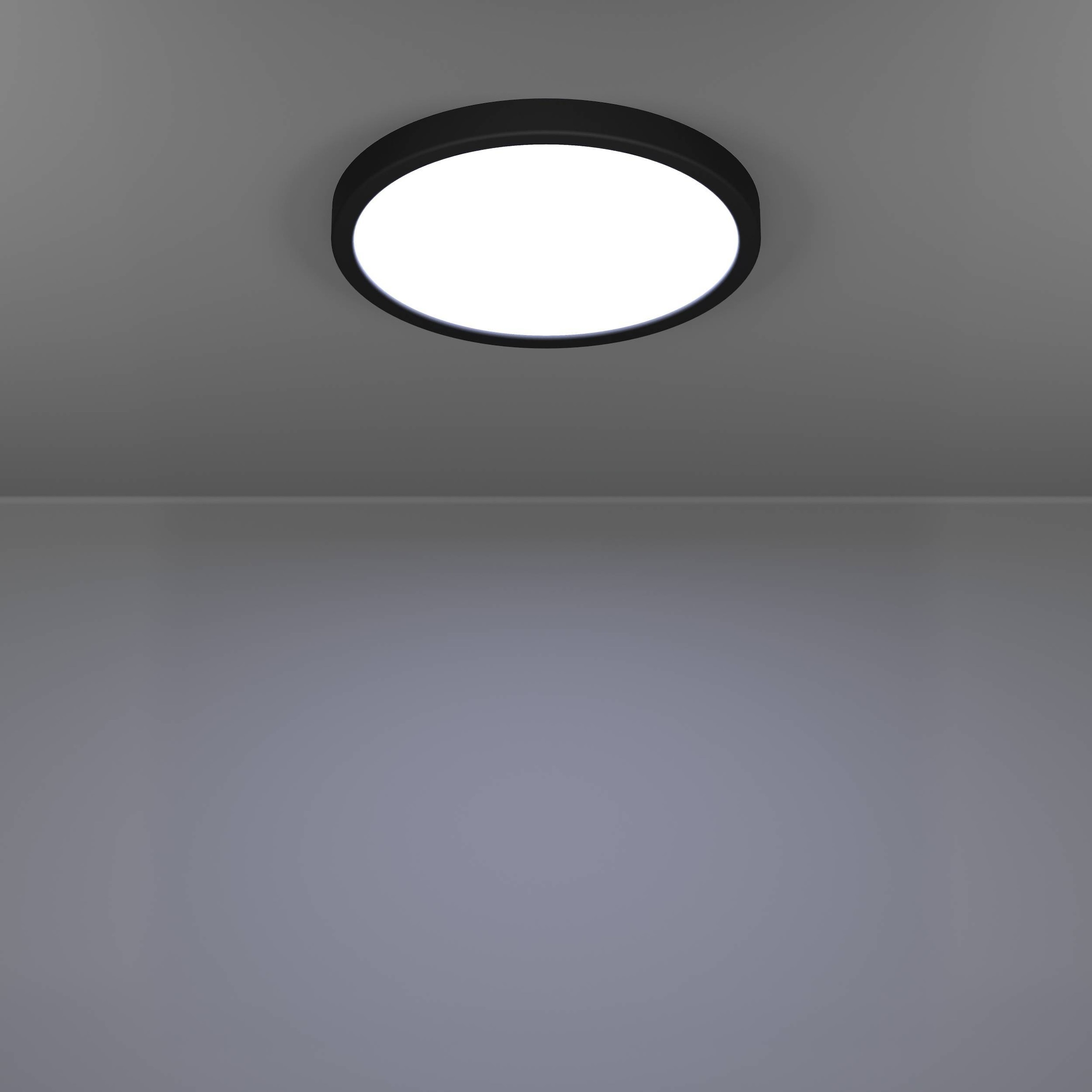 EGLO Aufbauleuchte »Fueva 6 Deckenleuchte, Aufbaulampe, Badlampe Decke, Kunststoff, IP44« LED-Modul 1 Stk. Kaltweiß | Neutralweiß | Warmweiß Aufbauleuchte - H2,5 x Ø27,8 cm - schwarz - 14,2W inkl.