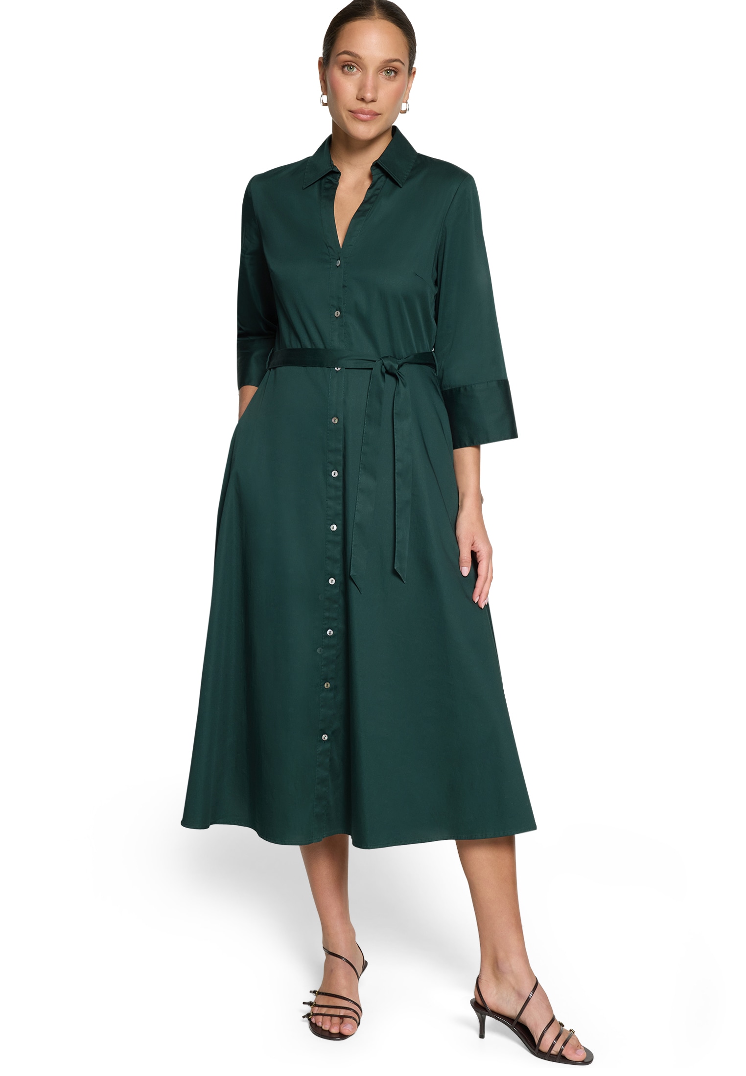 Zero Hemdblusenkleid "Damen mit 3/4 Arm" Ohne Tasche Bindegürtel günstig online kaufen