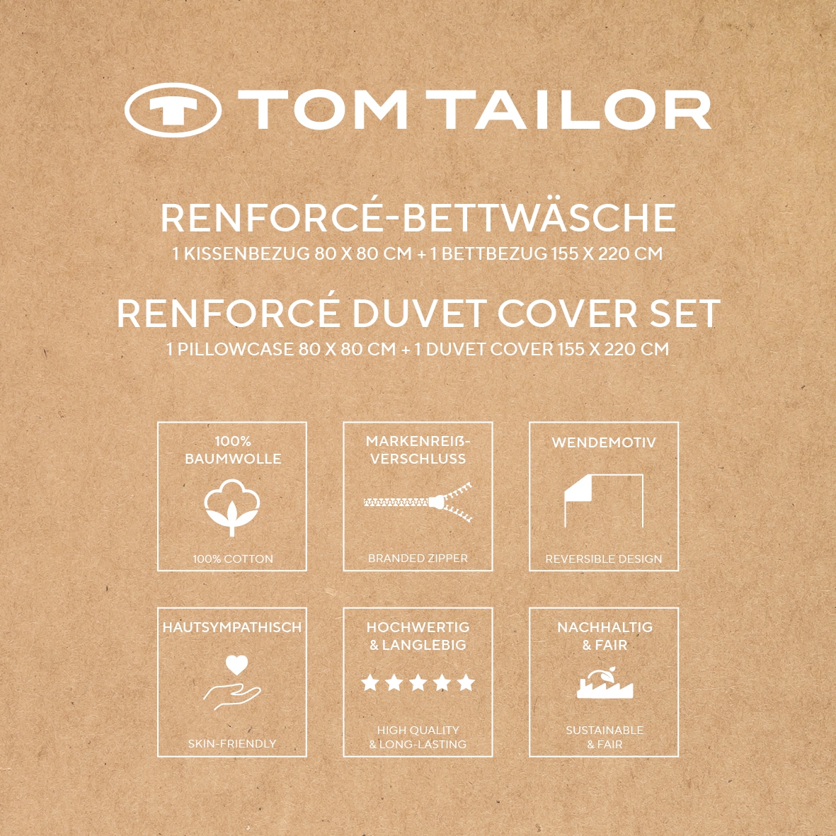 TOM TAILOR HOME Bettwäsche »CHECK AND STRIPES in Gr. 135x200cm oder 155x220cm«, new bedroom, gewebtes Label