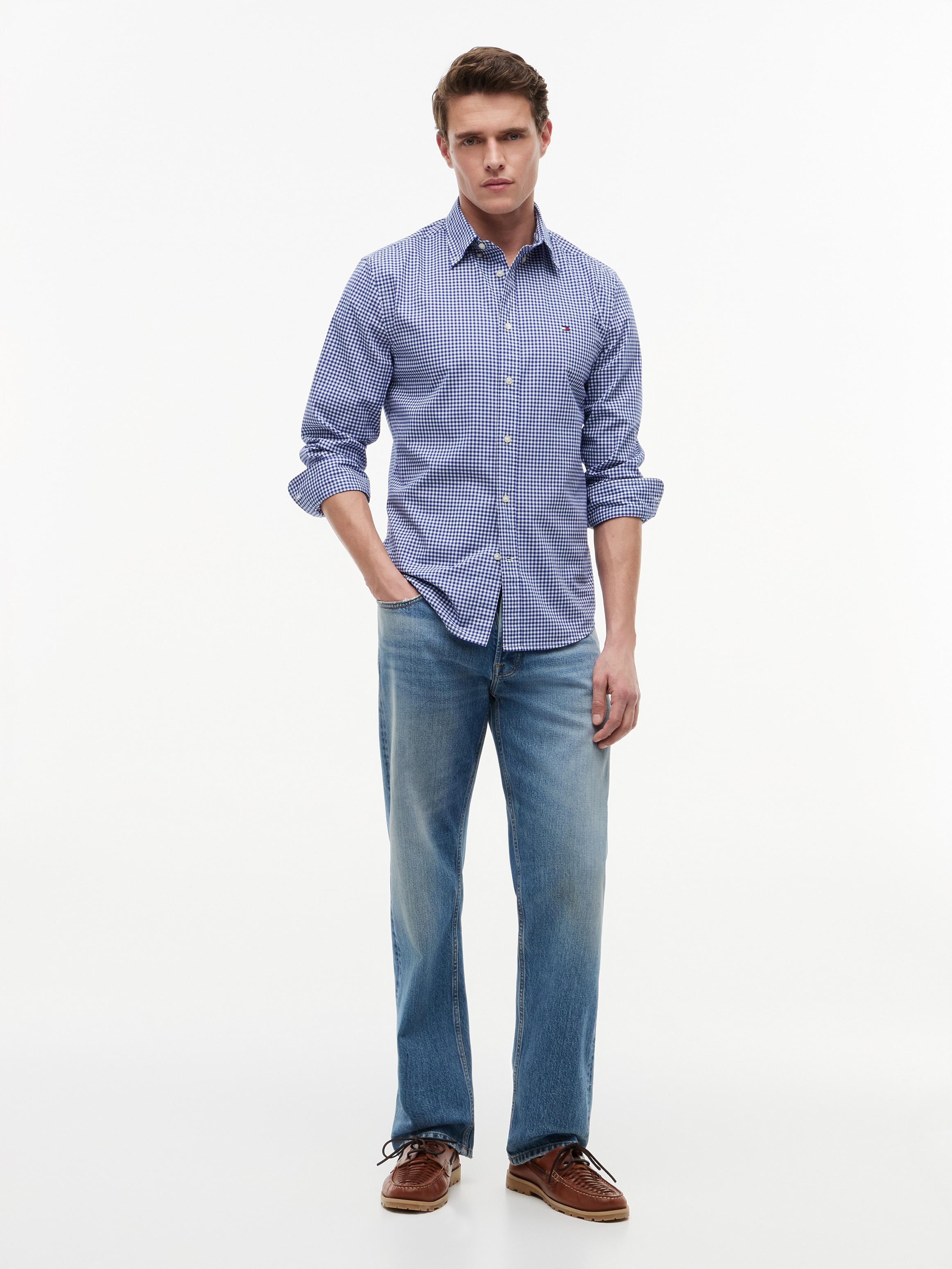 Tommy Hilfiger Langarmhemd »FLEX POPLIN GINGHAM SHIRT« Regular Fit Flex Cotton Gingham
