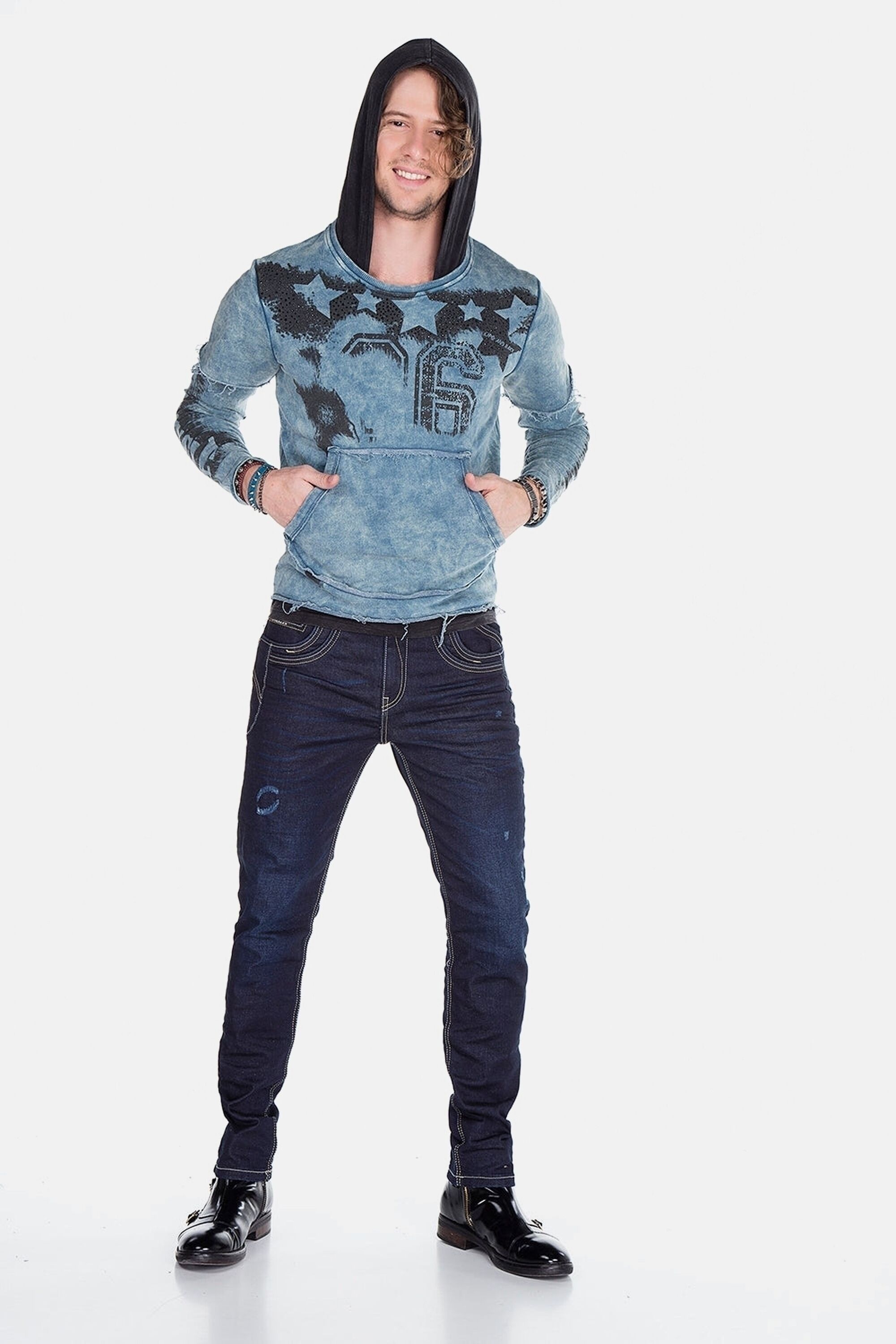 Cipo & Baxx Kapuzensweatshirt »Sweatshirts«, (1 tlg.), im Lagenlook, CL-279