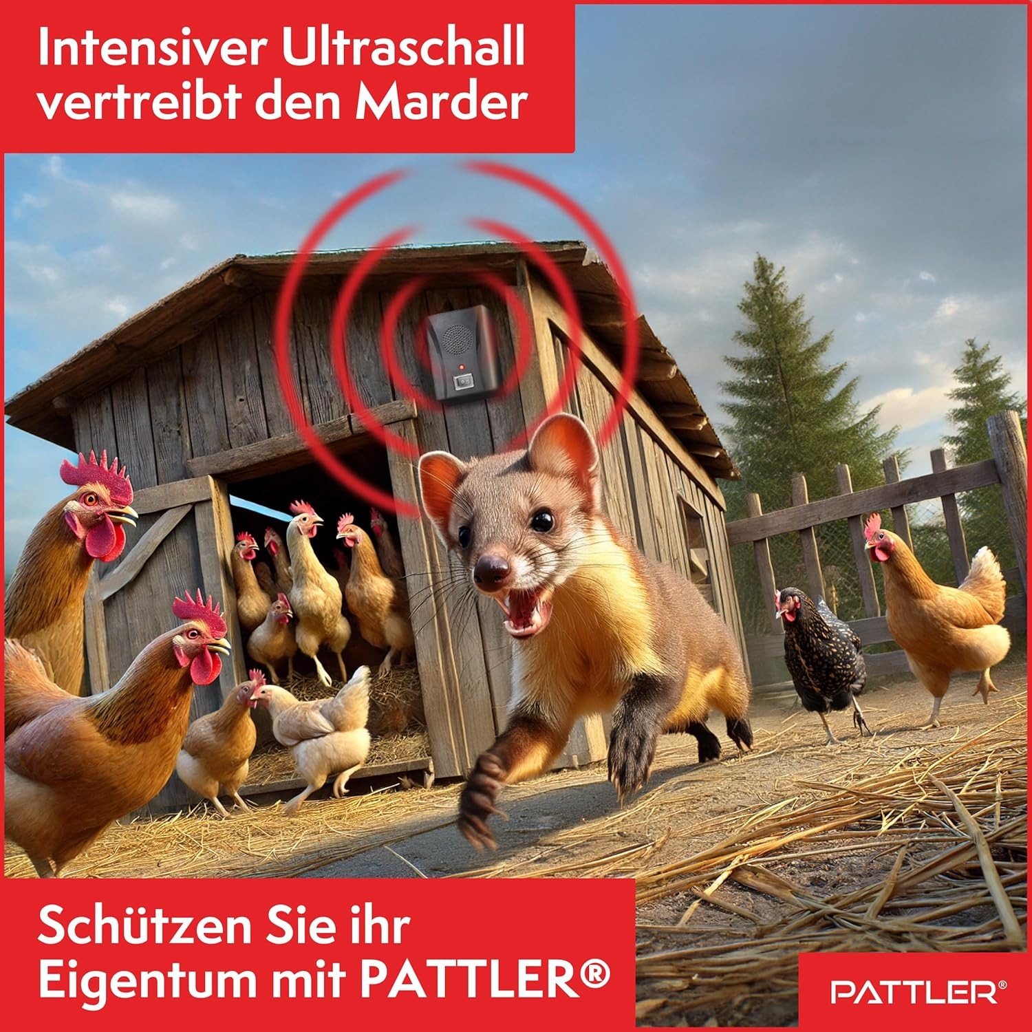 Pattler Ultraschall-Tierabwehr »Marderabwehr an Fahrzeug, Carport oder Stellplatz« 2 Geräte für ca. 80 m²