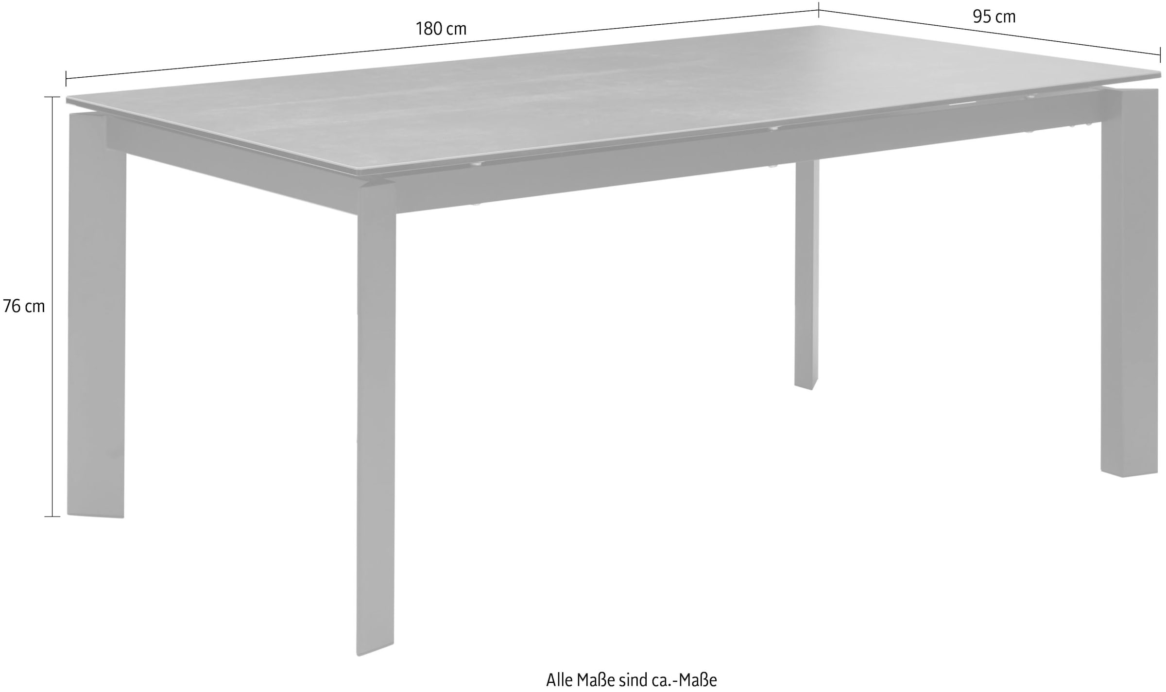 Stolkom Esstisch »Paul Esszimmertisch Keramik, ausziehbar auf 240 cm, BxHxT 180x76x95 cm«, Keramikoberfläche, Tischplatte ausziehbar von 180 auf 240 cm