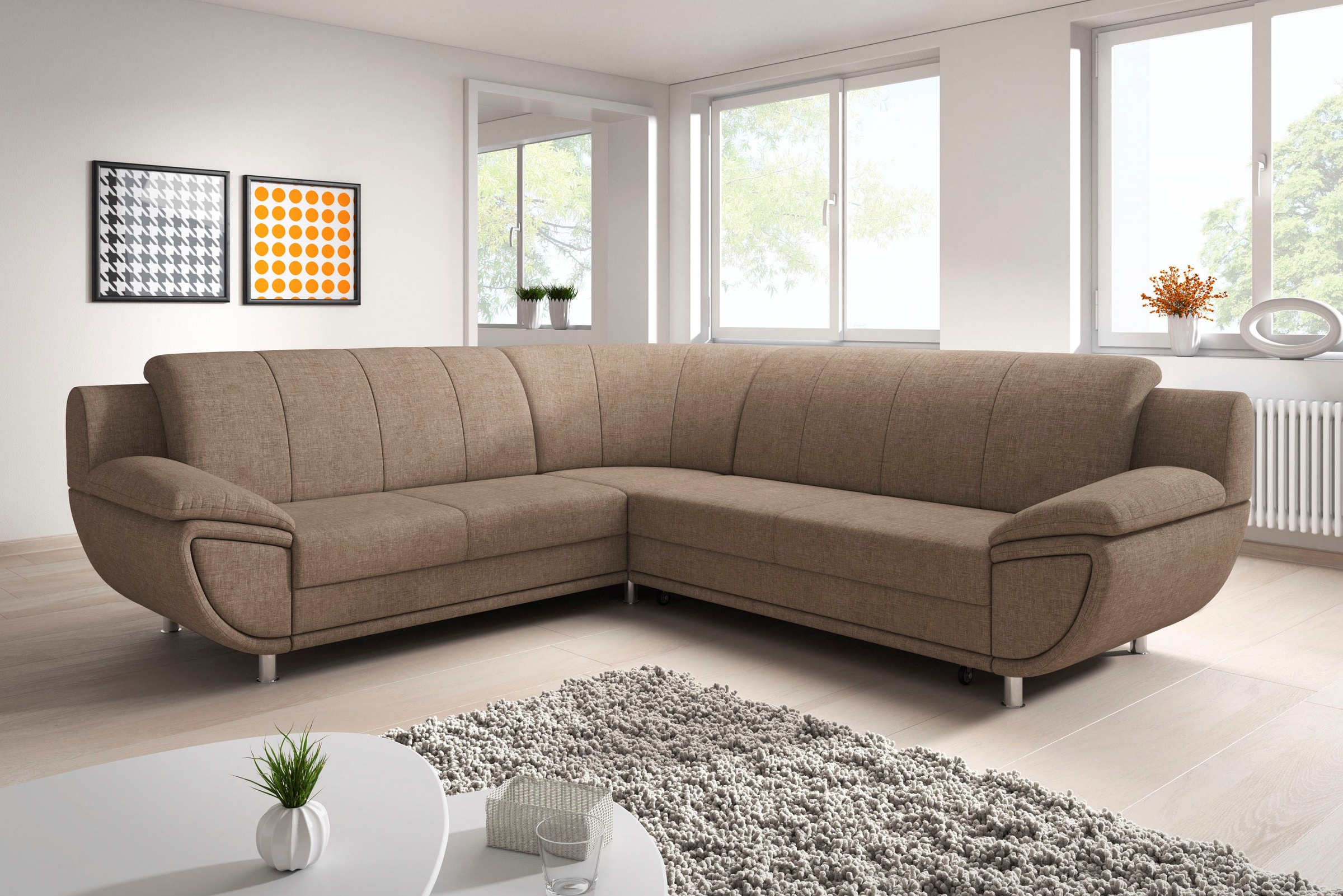 TRENDMANUFAKTUR Ecksofa "Rondo II, zeitlos & elegant, bequeme Armlehnen, L- günstig online kaufen