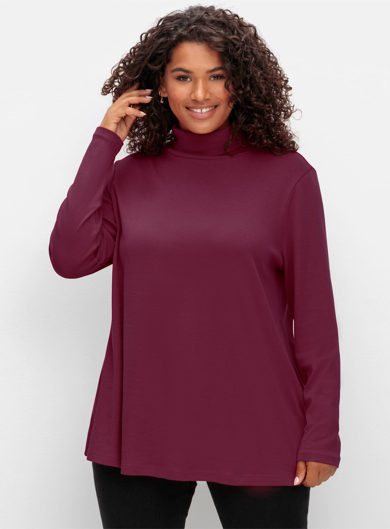 Sheego Langarmshirt "Rollkragen-Shirt", (1 tlg.) günstig online kaufen