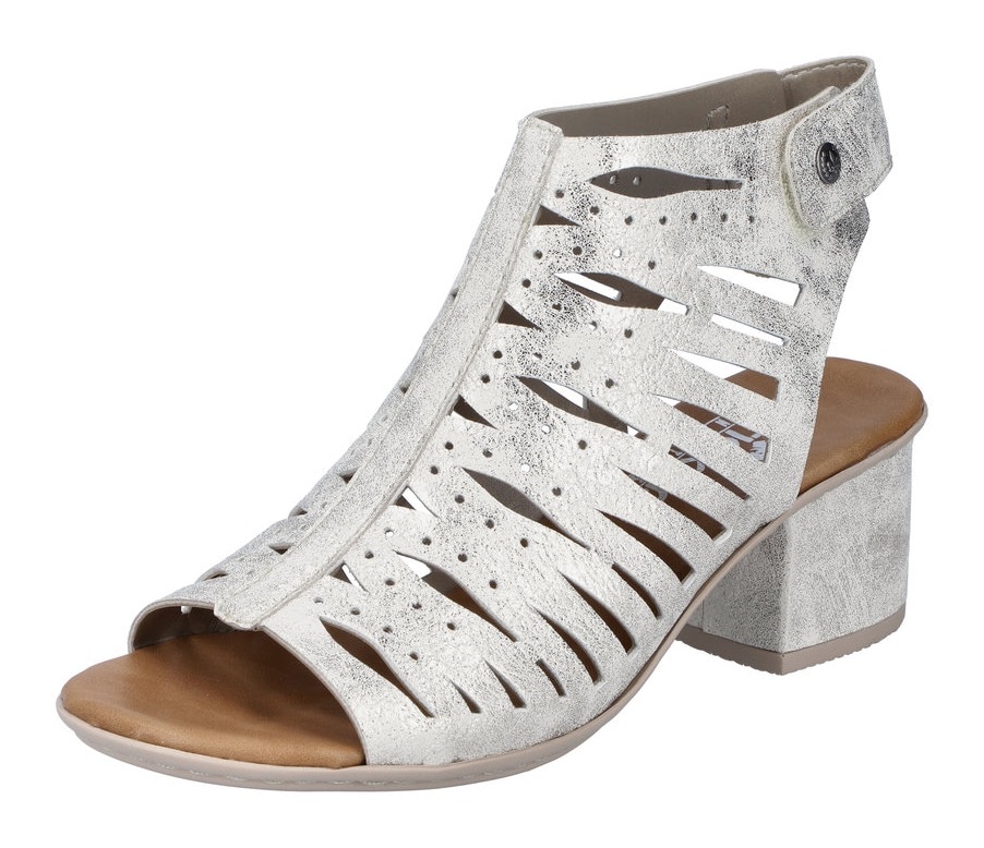 Sandalette, Sommerschuh, Sandale, Blockabsatz, im Metallic-Look