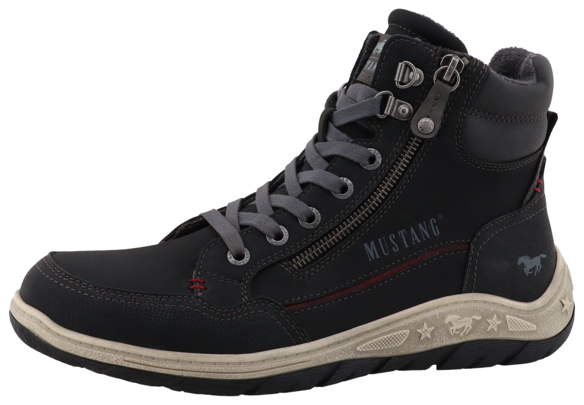 Mustang Shoes Schnürboots "Benedetto" High Top Sneaker, Schnürboots mit Rei günstig online kaufen