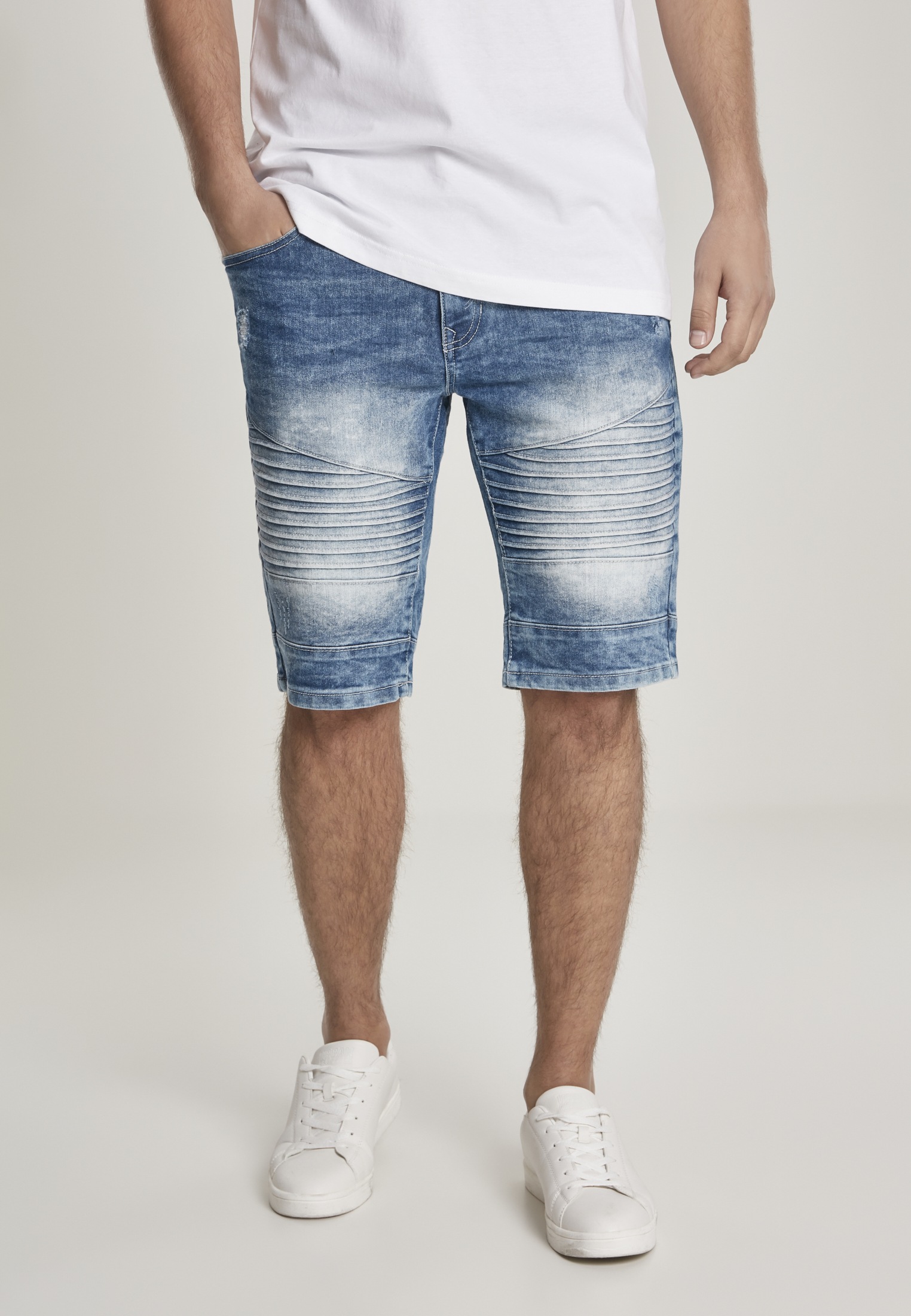 Southpole Stoffhose "Southpole Herren Biker Denim Shorts", (1 tlg.)