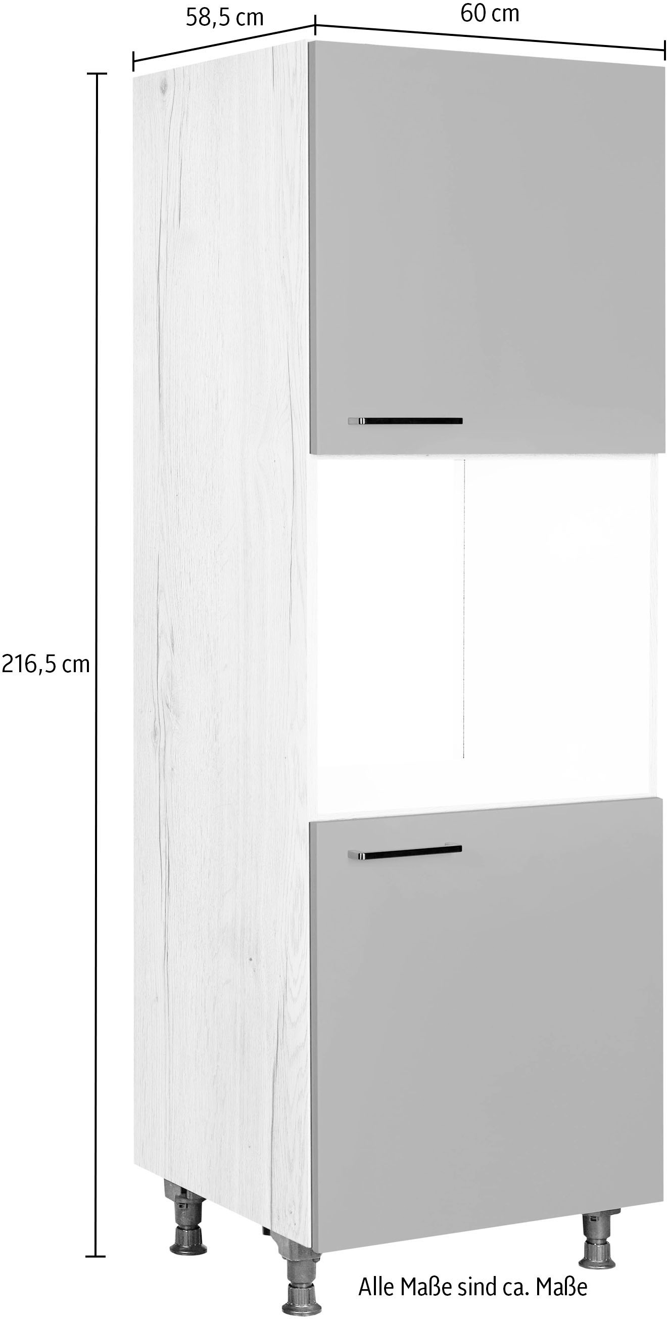nobilia® Herdumbauschrank »"Easytouch", Ausrichtung wählbar, mit zwei zusätzlichen Türen,«, vormontiert, Breite/Höhe: 60/167,8 cm