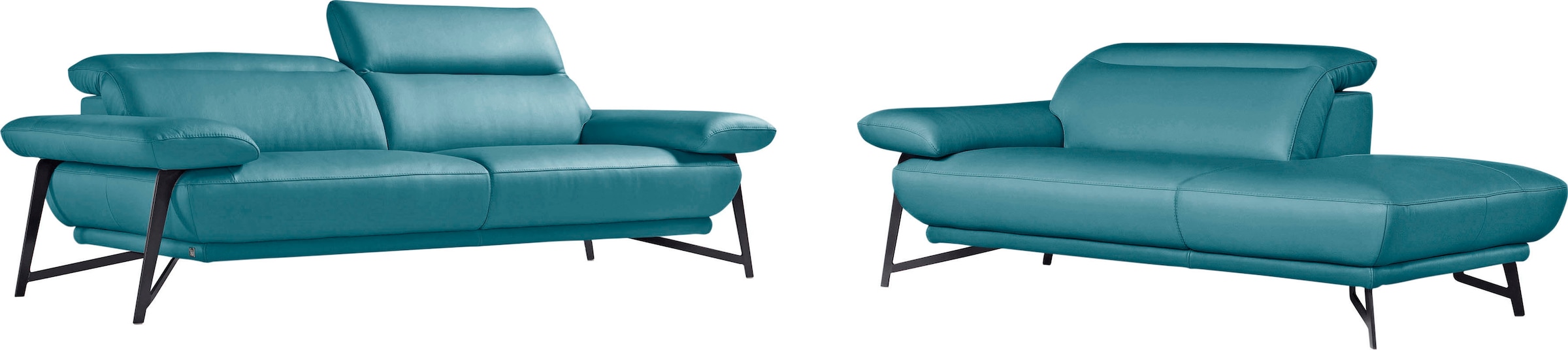 Egoitaliano Polstergarnitur »Anais, Design mit hohem Sitzkomfort für mehr Bequemlichkeit«, Set: bestehend aus Sofa und Ottomane, inkl. Kopfteilverstellung