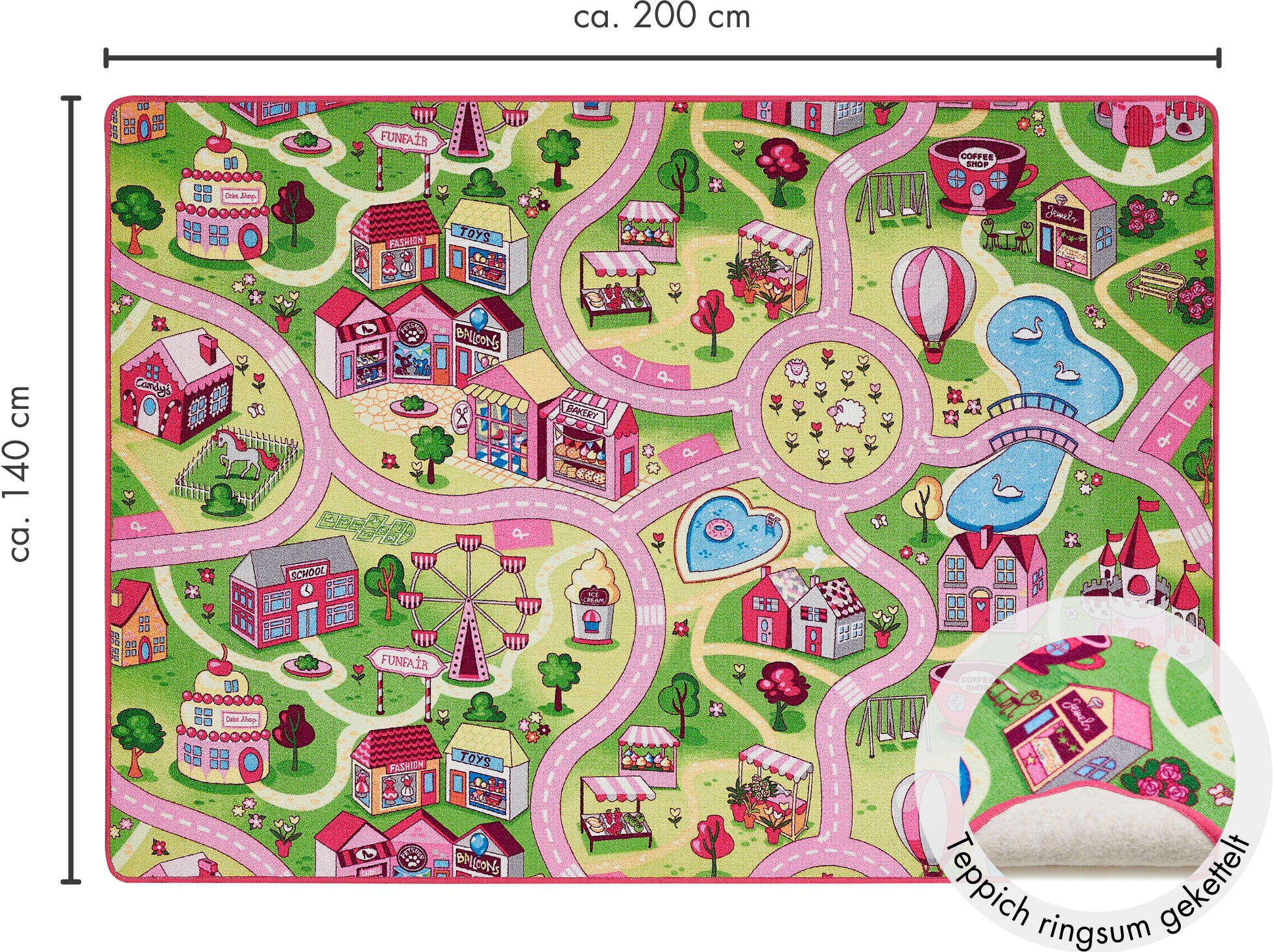 Andiamo Kinderteppich "Straße Lagerräumung", rechteckig, 5 mm Höhe, Straßen-Spiel-Teppich, Sonderposten, für Mädchen & J