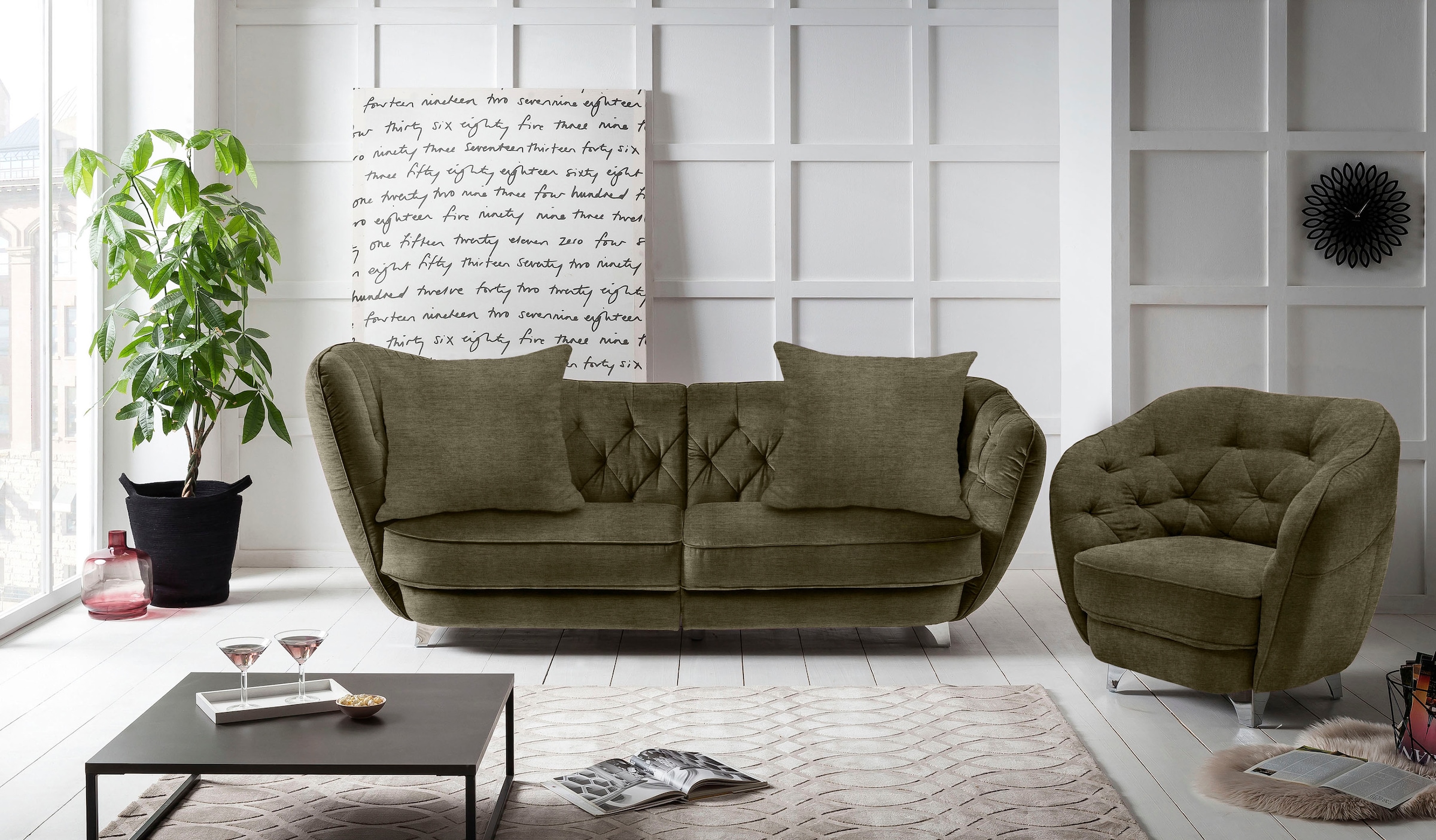 Leonique Big-Sofa »Retro«, stylischer Hochlehner