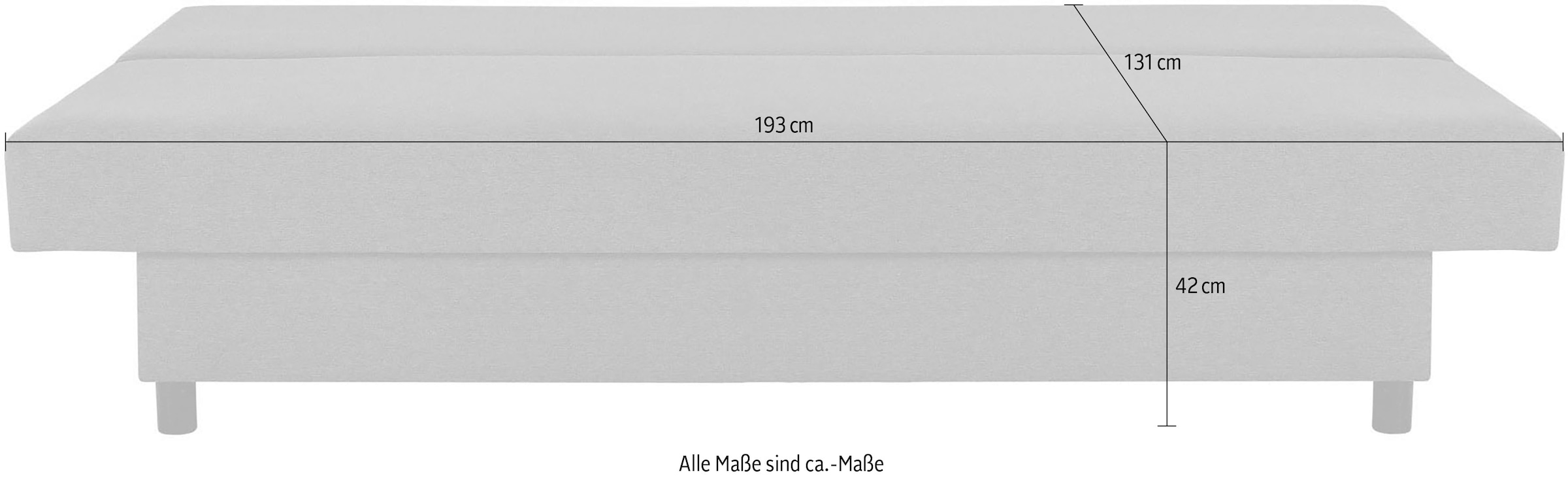 INOSIGN 3-Sitzer »SAWYER Schlafsofa mit Bettkasten und Wellenunterfederung«, pflegeleichte Bezüge: Velvet & Struktur, B/T/H 193/86/83,5 cm