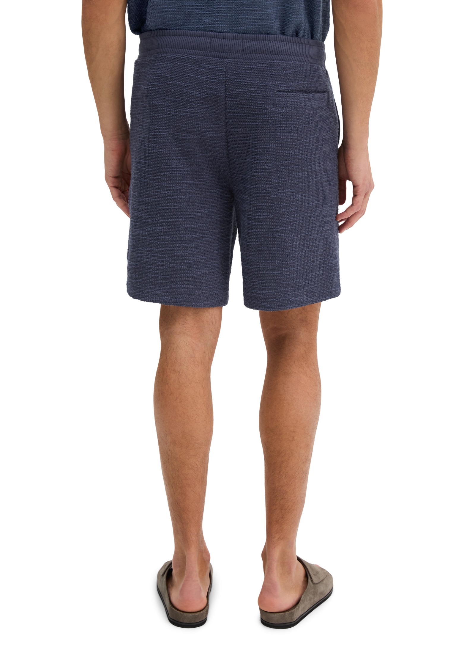 Shorts MARC O'POLO "aus weichem Bouclé-Jersey", Herren, Gr. S, Normalgrößen, faded blau, Obermaterial: 64% Baumwolle, 36% Polyester, unifarben, loose fit kurz, Hosen Shorts 2