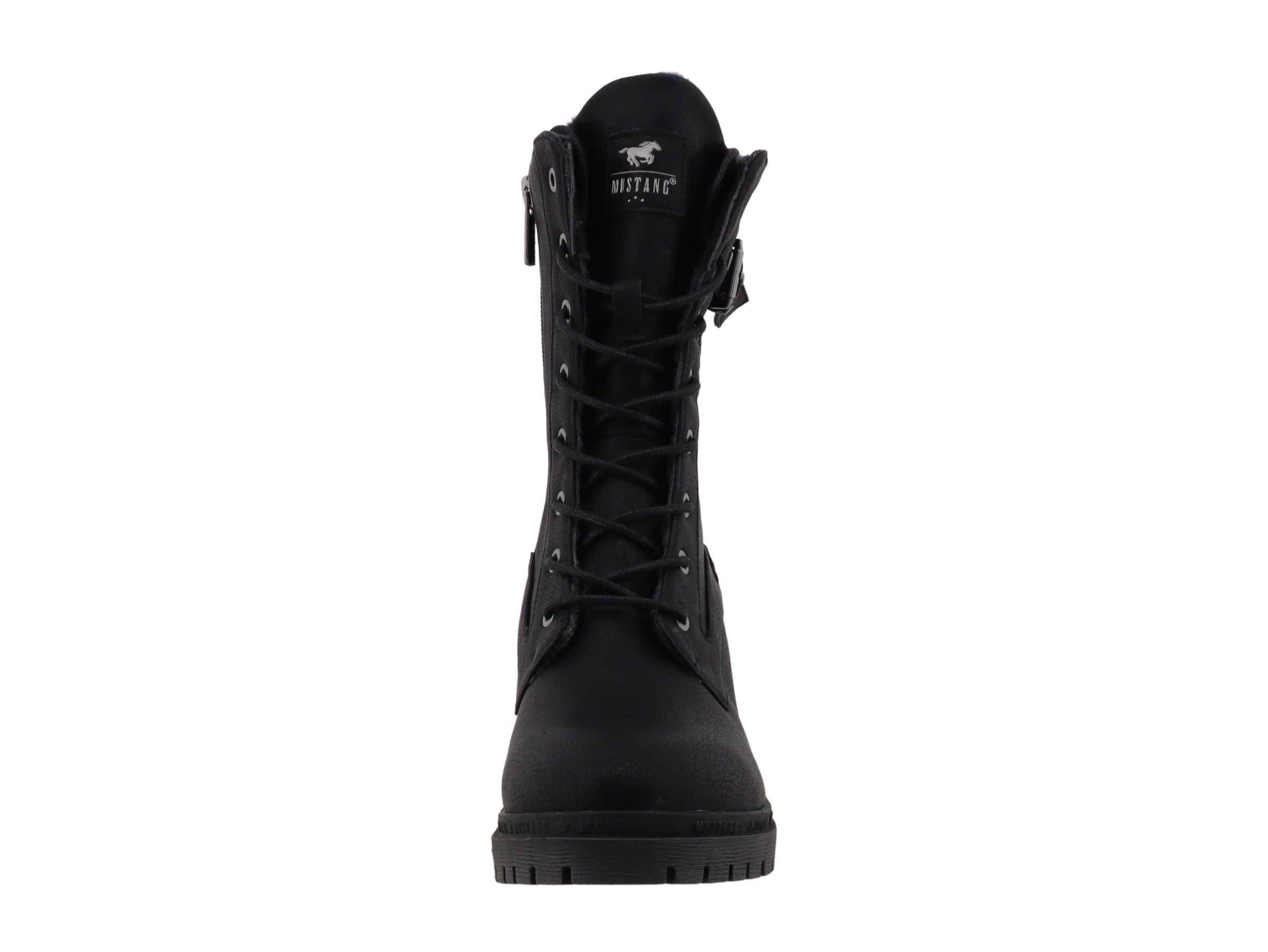 Mustang Shoes Schnürstiefelette »Stiefelette«  Blockabsatz, Schnürboots mit Zierschnalle und Nieten