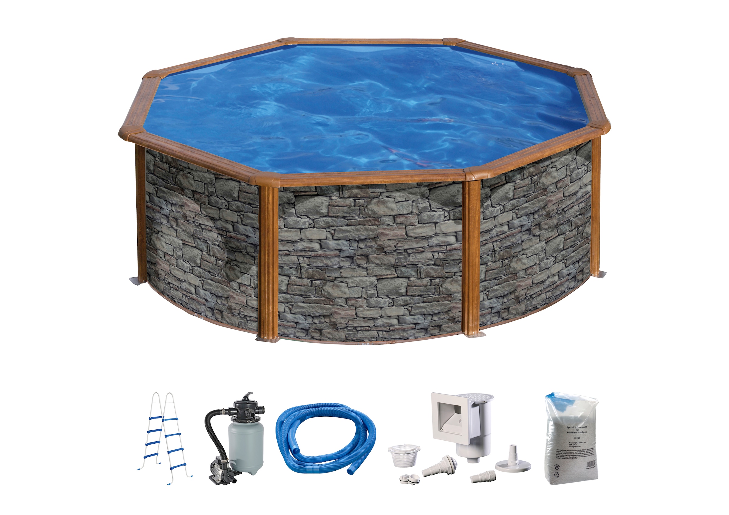 KONIFERA Rundpool "MALAGA 2" Steindekor, Höhe 120 cm, in versch. Größen günstig online kaufen