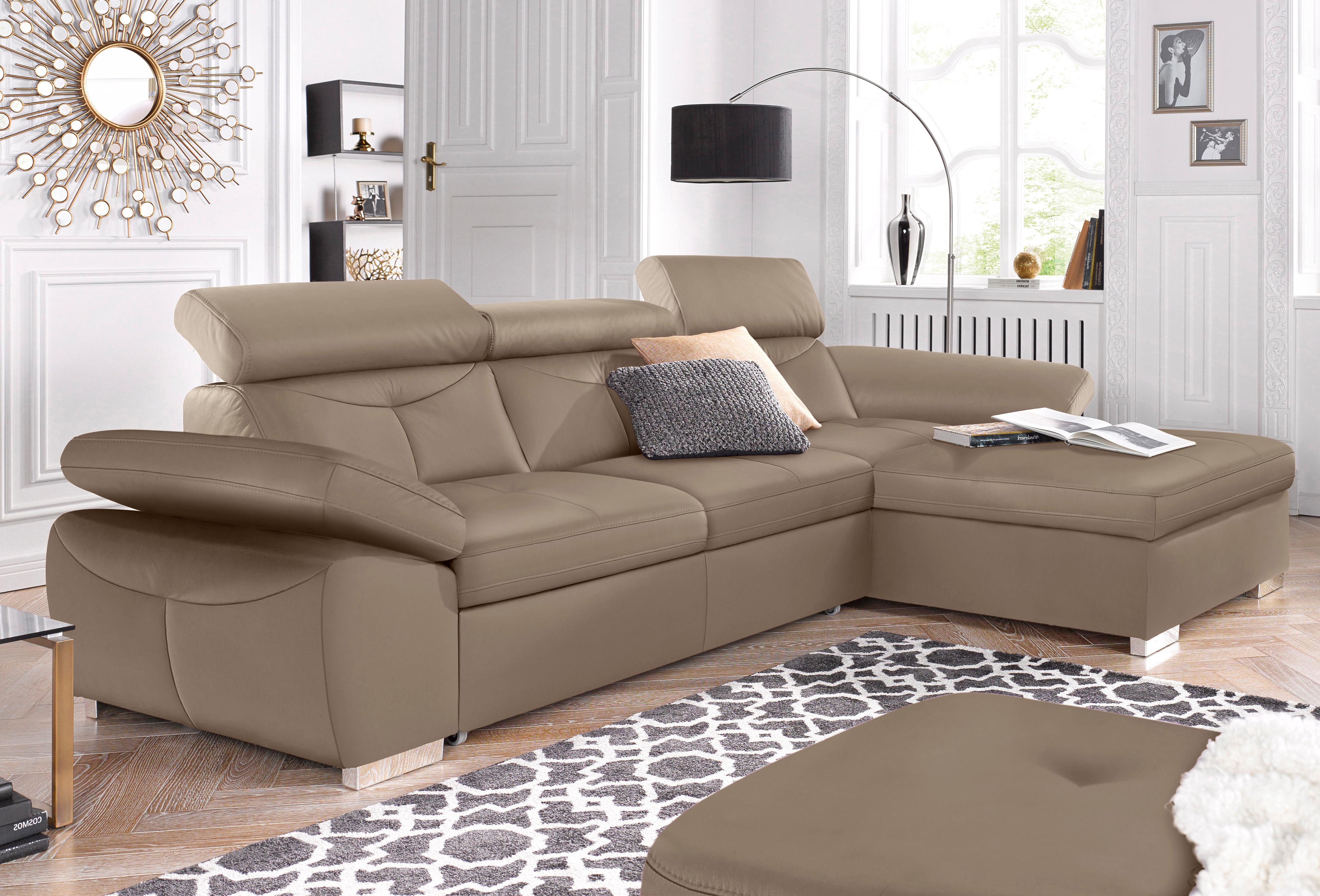 exxpo - sofa fashion Ecksofa "Spring, super bequem, mit Armteil- und Kopfteilfunktion" L-Form, wahlweise mit Bettfunktion und Bettkasten