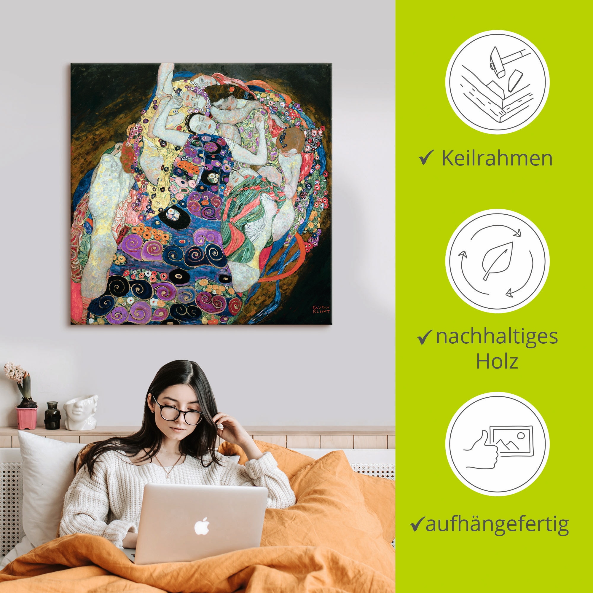 Artland Wandbild »Die Mädchen (Die Jungfrau)«, Frau, (1 St.), als Leinwandbild, Wandaufkleber in verschied. Größen