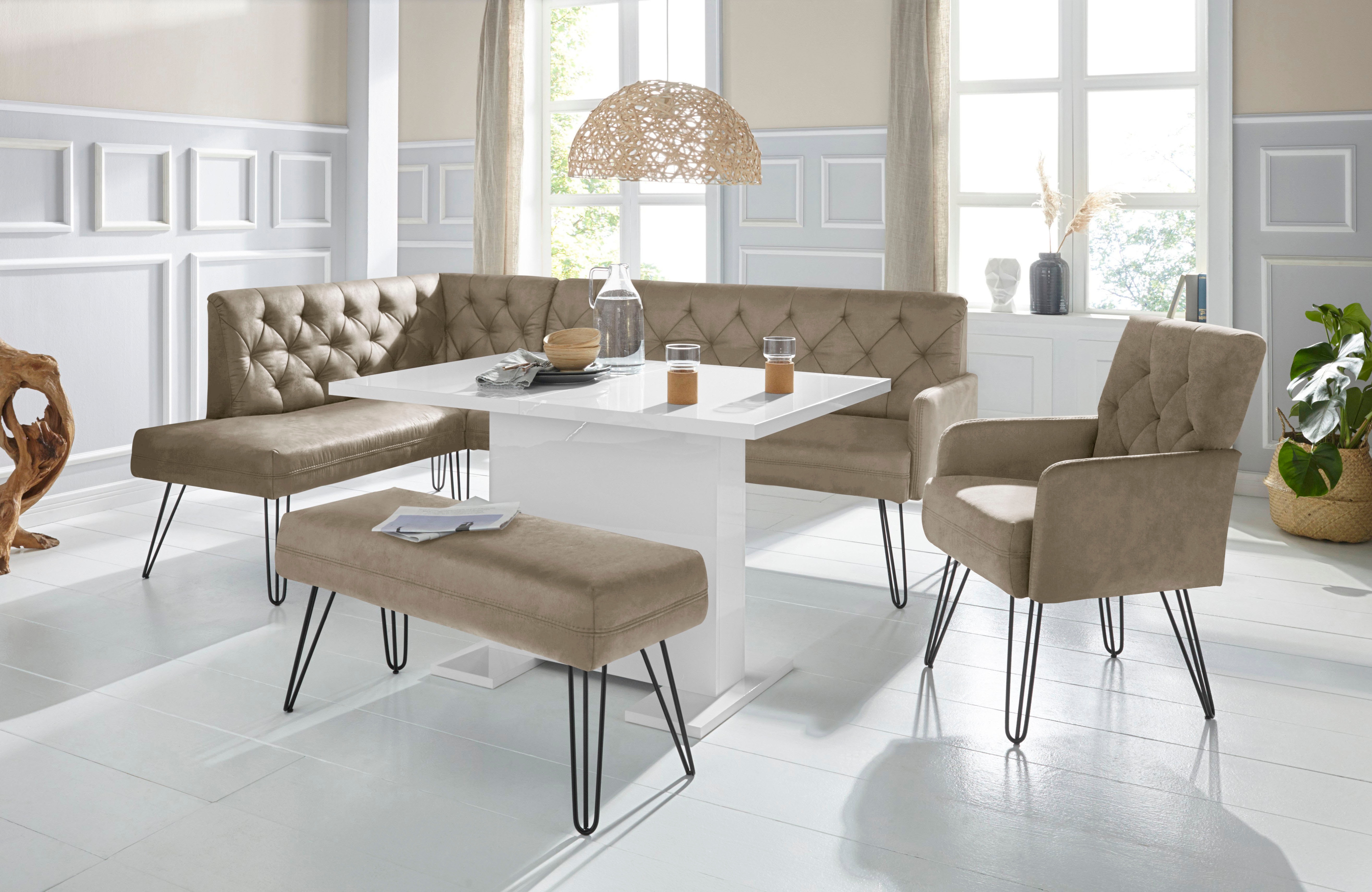 exxpo - sofa fashion "Doppio, Chesterfield Optik, komfortabel und bequem, hohe Designfüße" Frei im Raum stellbar