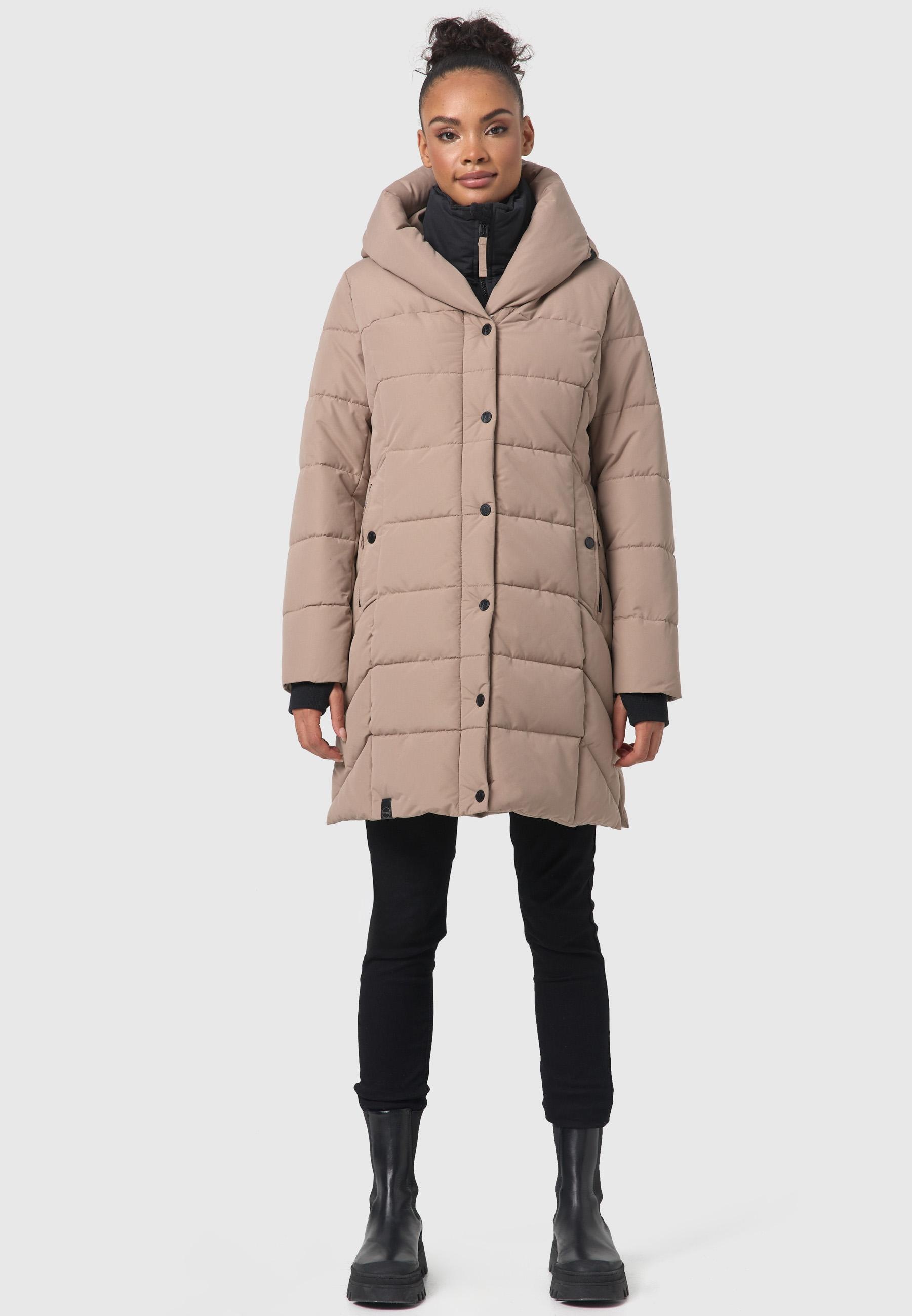 Navahoo Steppmantel »Knutschilein«, Stylischer Damenmantel mit abnehmbarem Fleece-Kragen