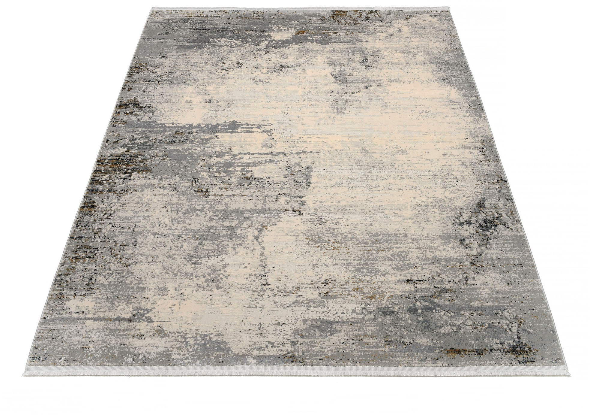 Teppich OCI DIE TEPPICHMARKE "ELEMENTS NAPALI", grau (grau, creme), B:80cm H:8mm L:150cm, Polyester, Viskose, Teppiche, Teppich, Kurzflor, dezenter Glanz, Viskose, Wohnzimmer