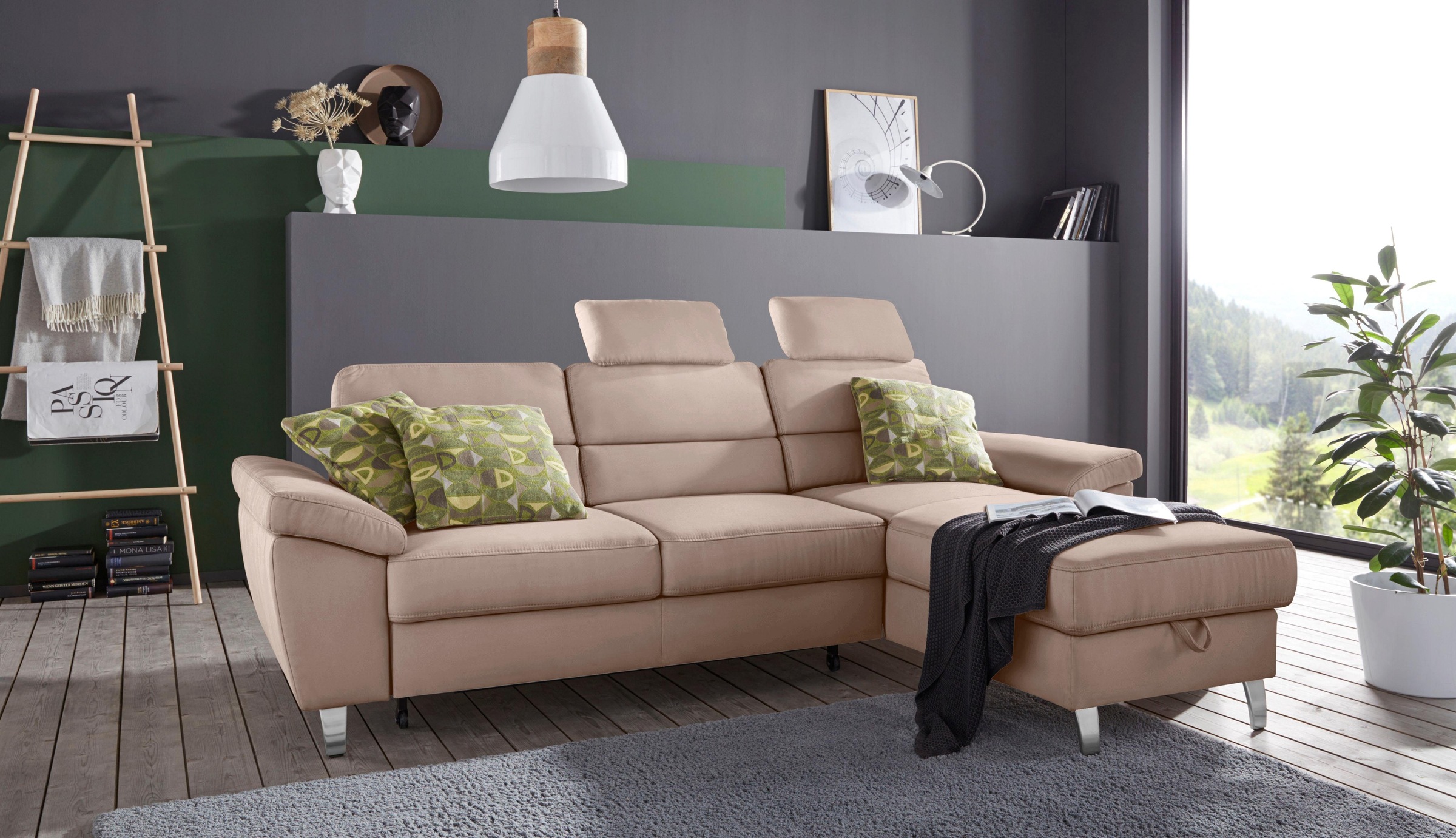sit&more Ecksofa »Sorano L-Form«, wahlweise mit Bettfunktion und Bettkasten